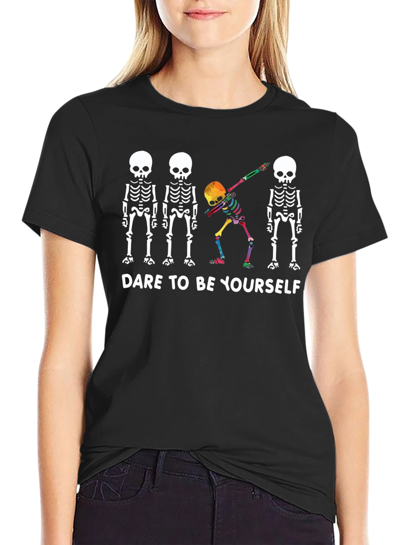 Dare To Be Yourself Skeleton Dab Graphic Tee