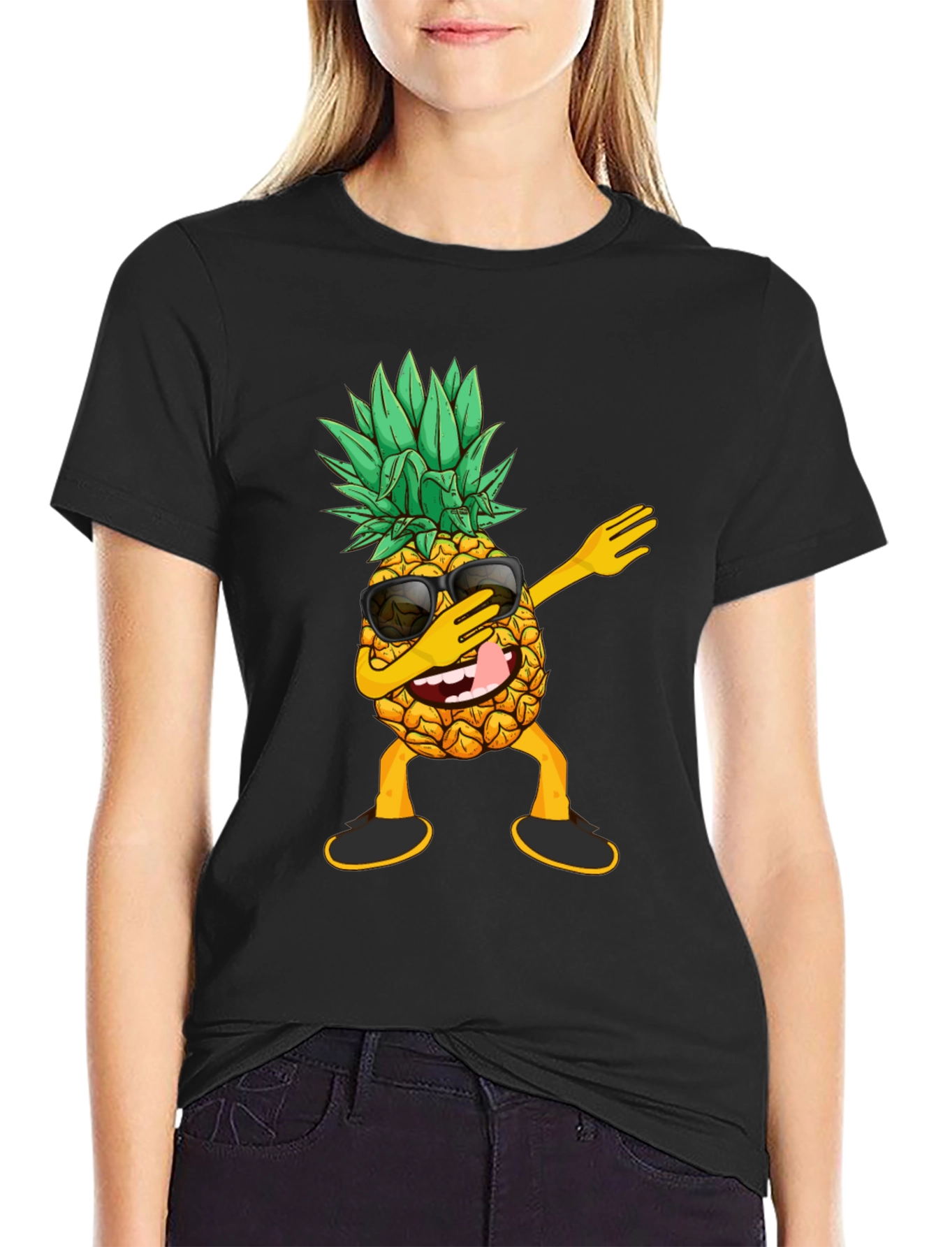 Dabbing Pineapple Graphic Tee - Cool Fruit Shirt