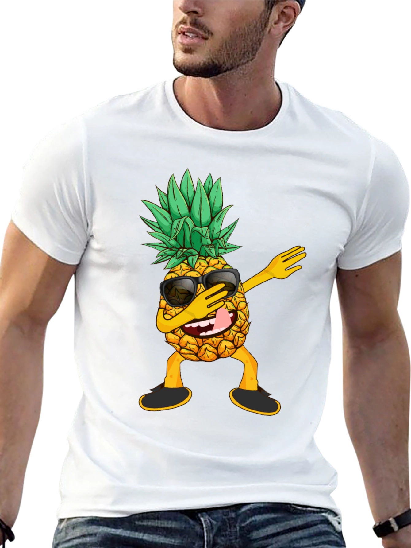 Dabbing Pineapple Graphic Tee - Cool Fruit Shirt
