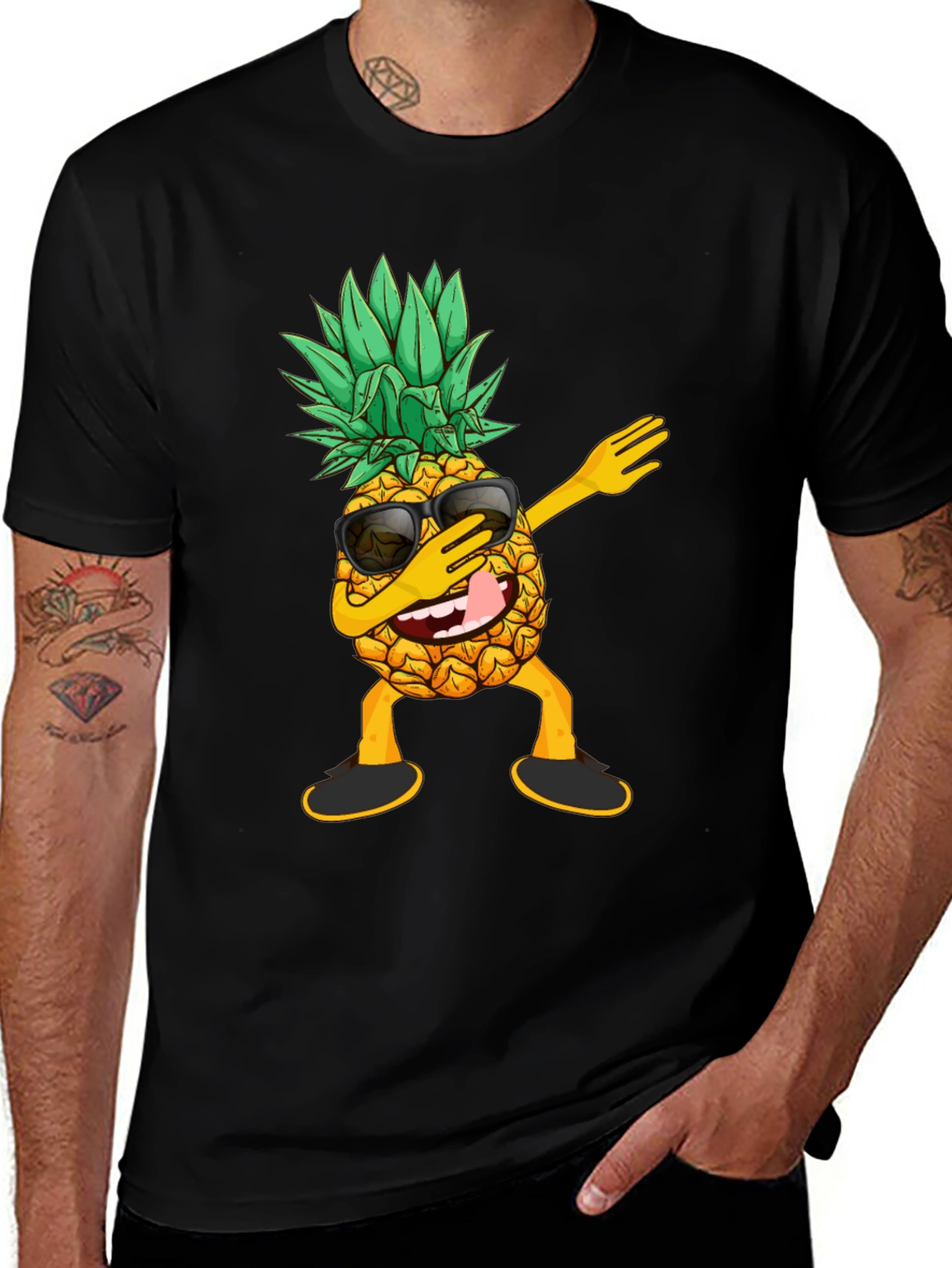 Dabbing Pineapple Graphic Tee - Cool Fruit Shirt