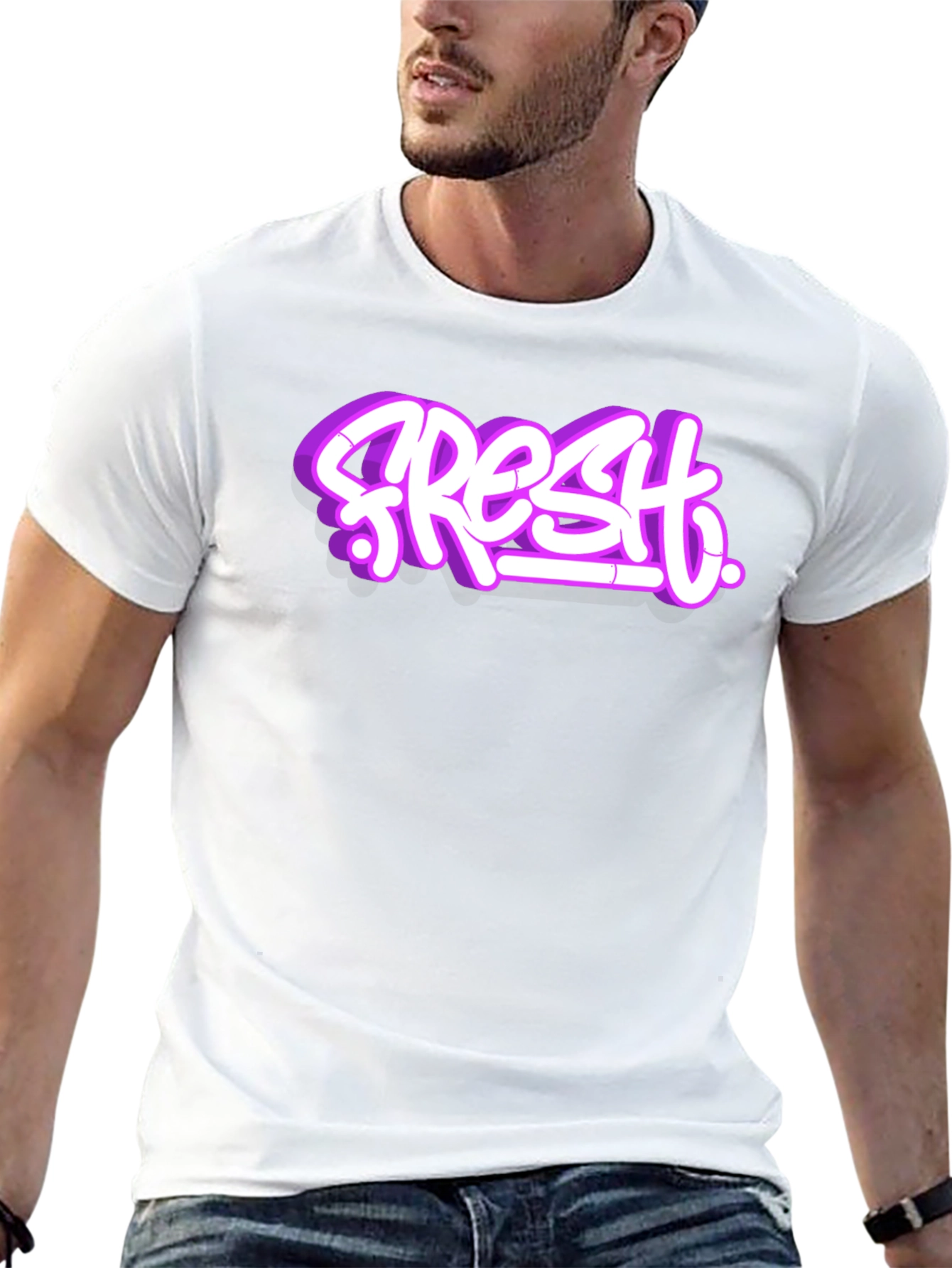 Fresh Graffiti Style T-Shirt - Black Crew Neck Tee