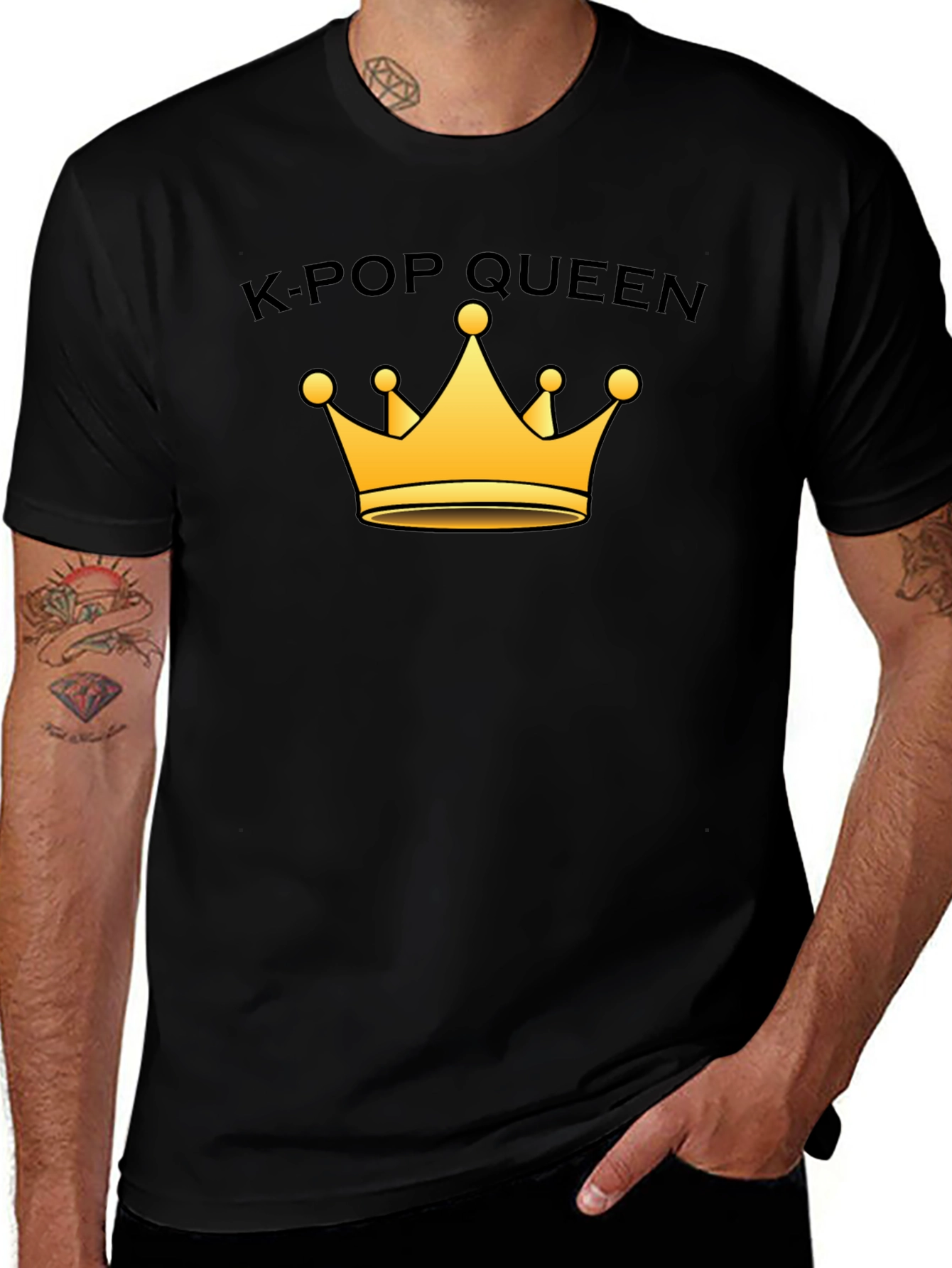 K-Pop Queen Crown Graphic Tee - Trendy Music Fan Apparel