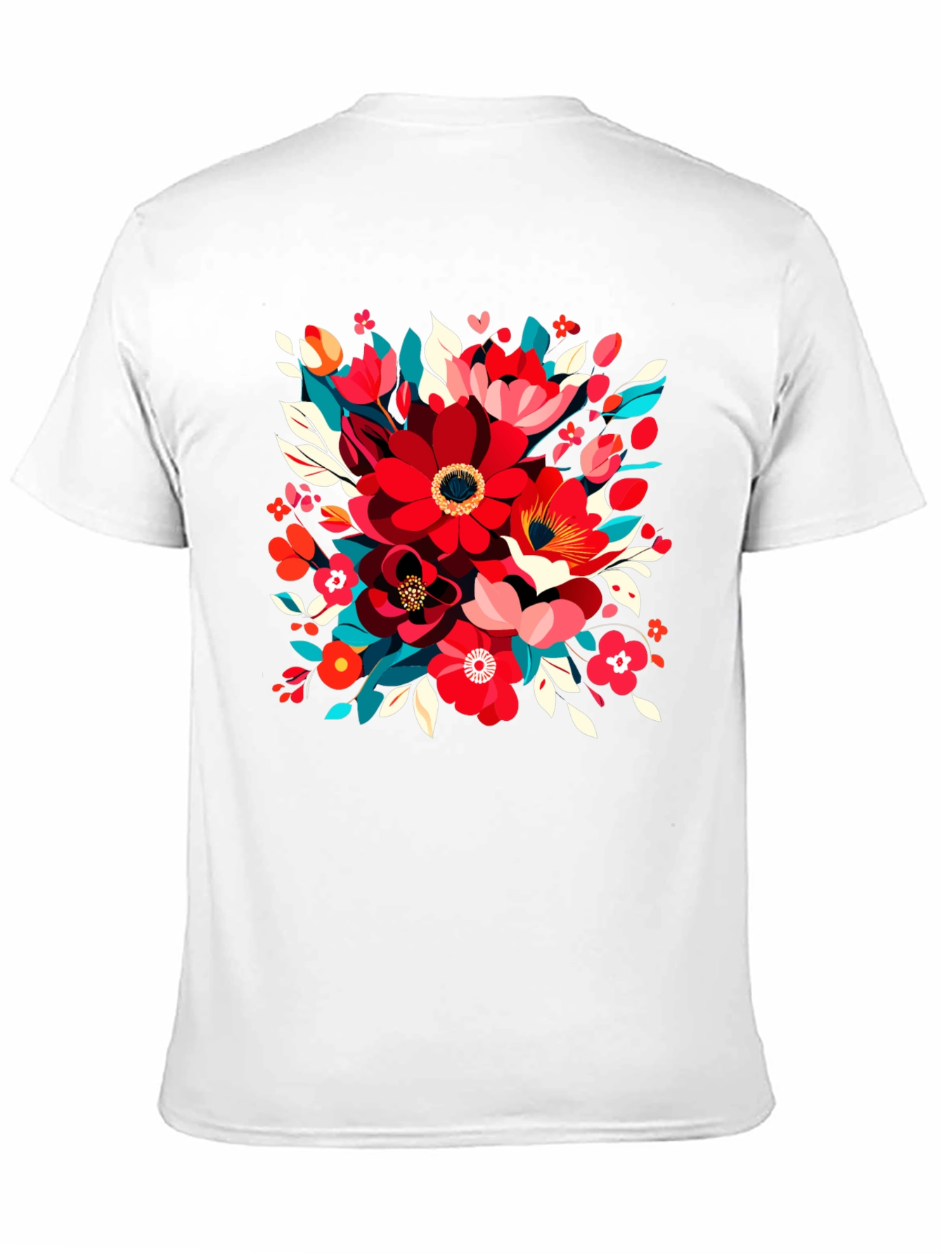 Floral Design Black T-Shirt