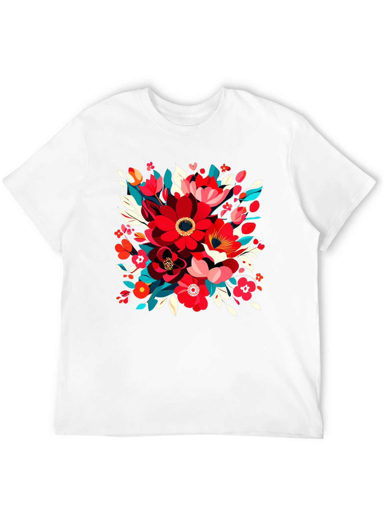 Floral Design Black T-Shirt