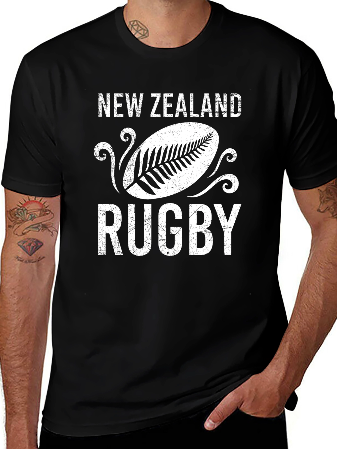 New Zealand Rugby T-Shirt - Black Cotton Tee