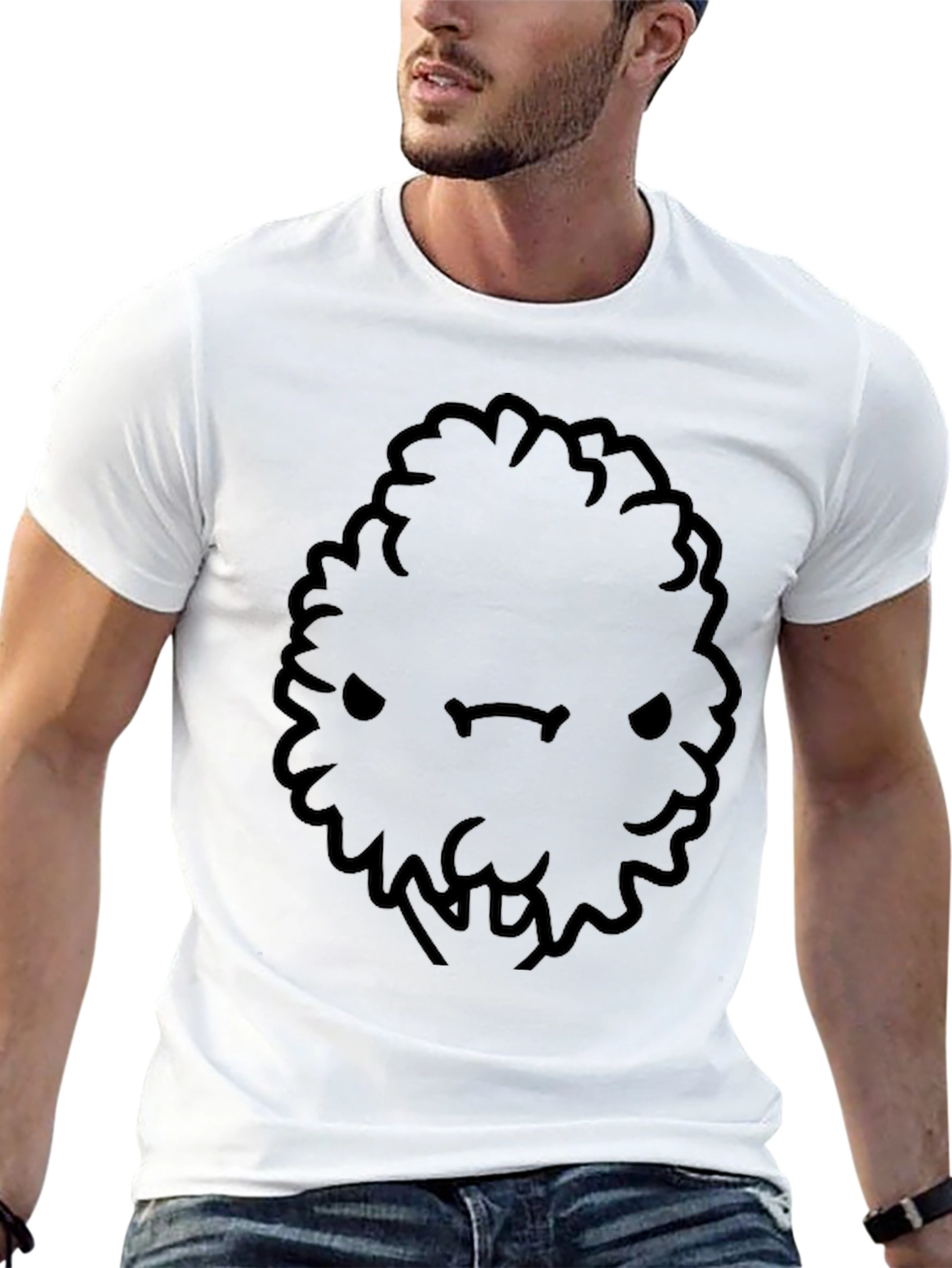 Mens Black Cartoon Bush Character T-Shirt