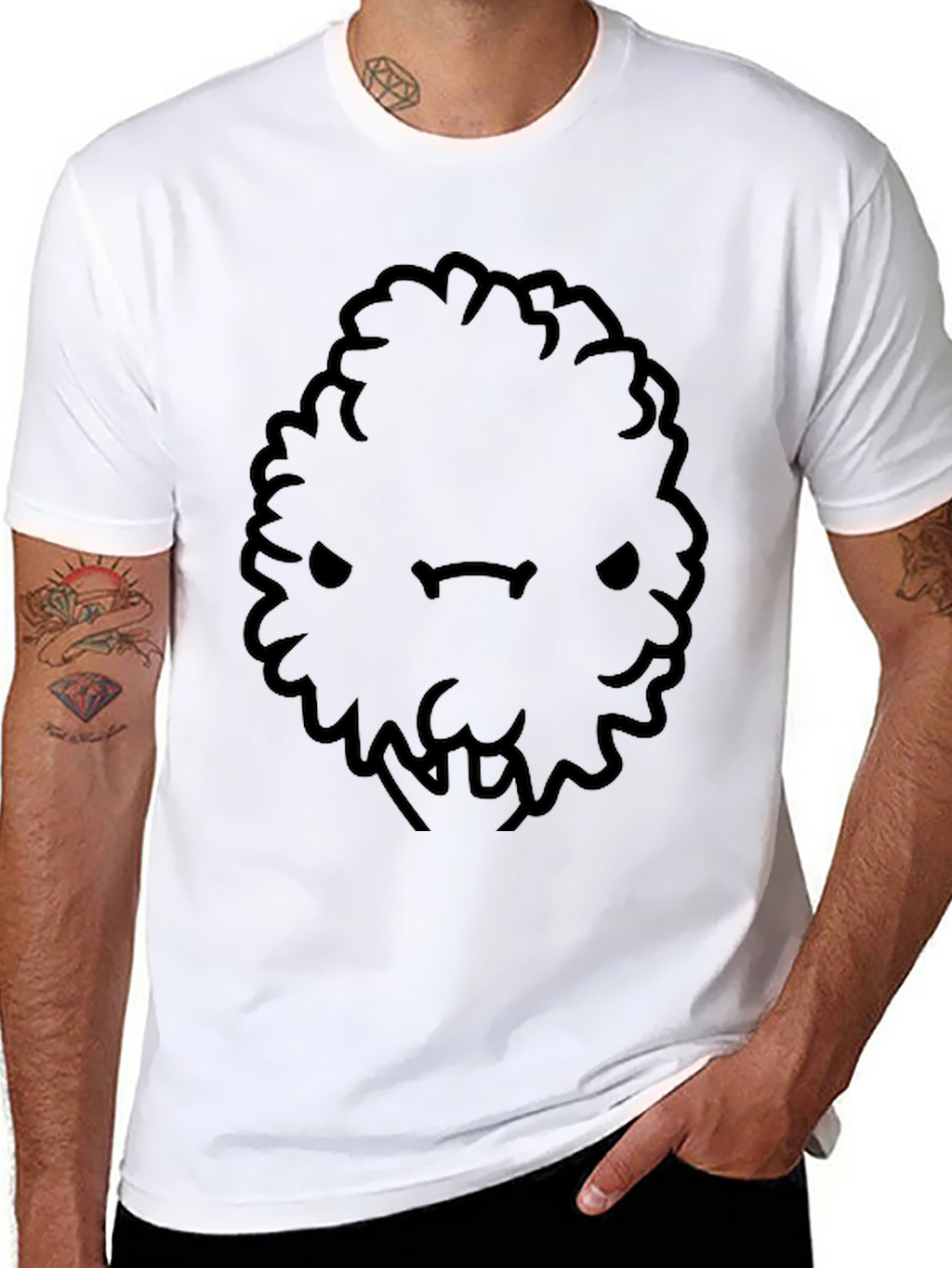 Mens Black Cartoon Bush Character T-Shirt