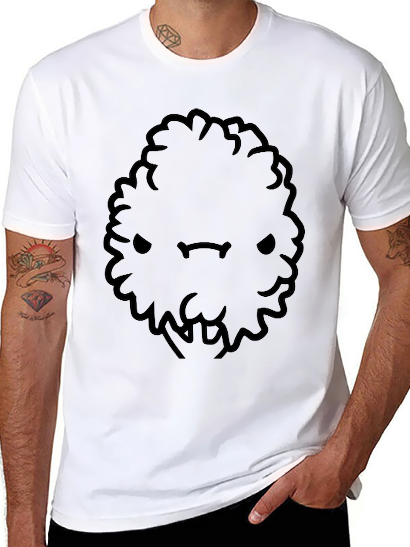 Mens Black Cartoon Bush Character T-Shirt