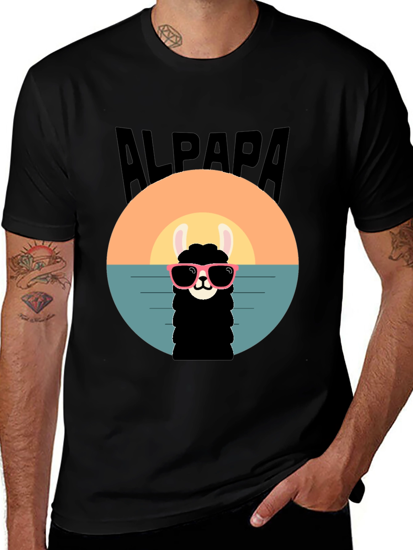 Cool Alpaca Sunset T-Shirt - Soft Cotton Tee