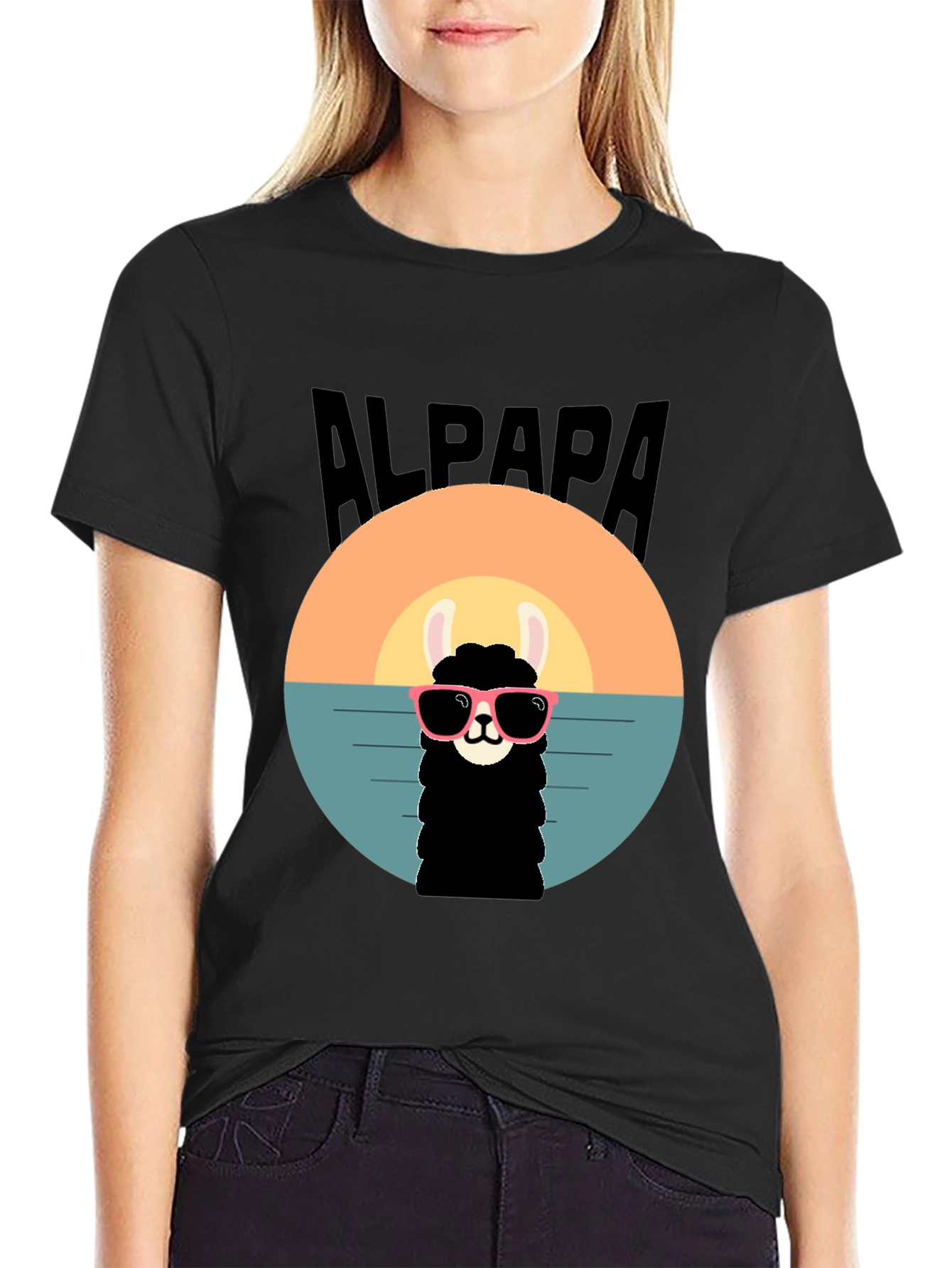 Cool Alpaca Sunset T-Shirt - Soft Cotton Tee