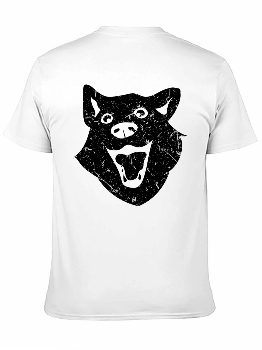 Mens Black T-Shirt with Distressed Wolf Graphic