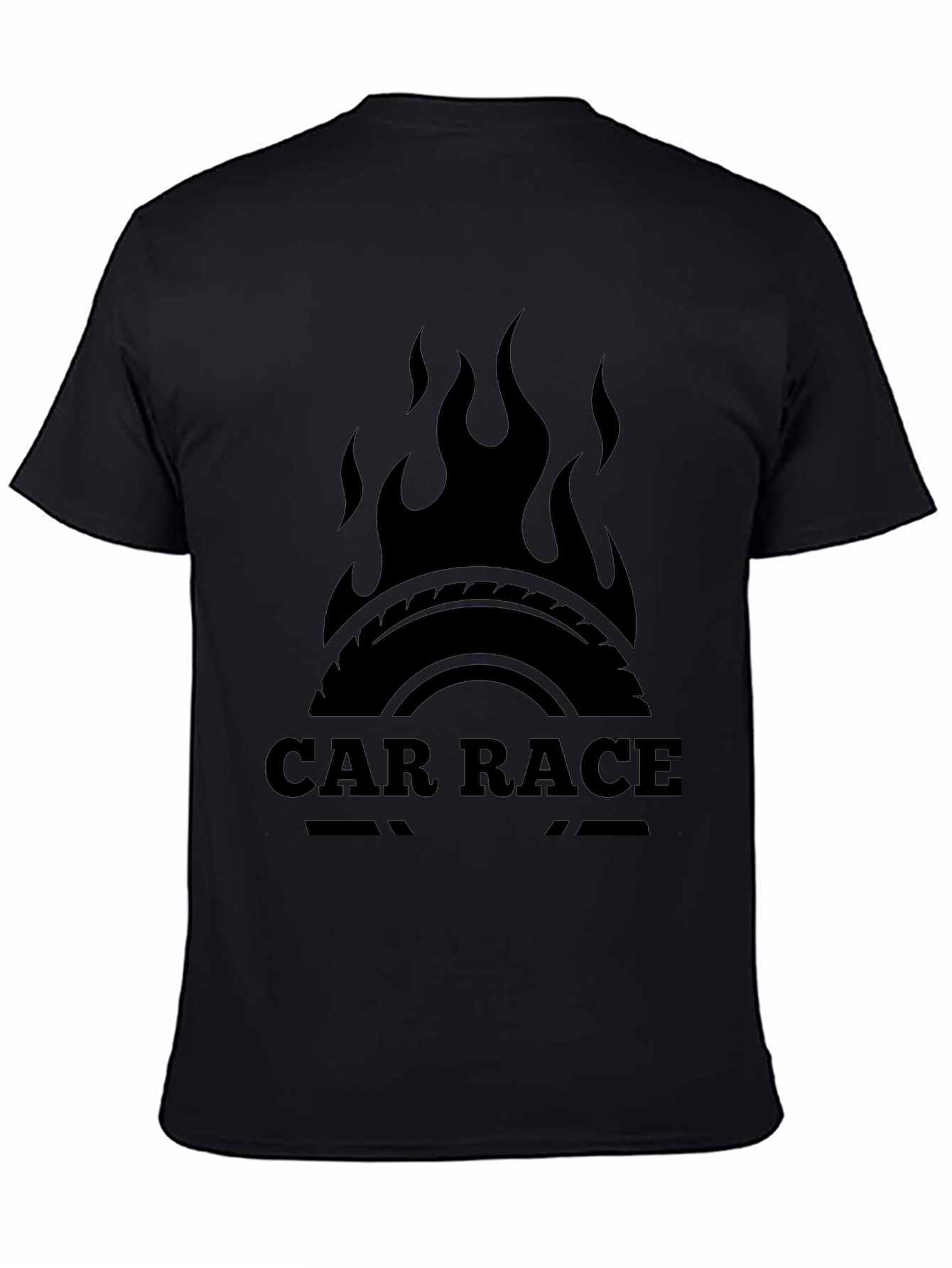 Car Race Graphic Tee - Black Cotton T-Shirt