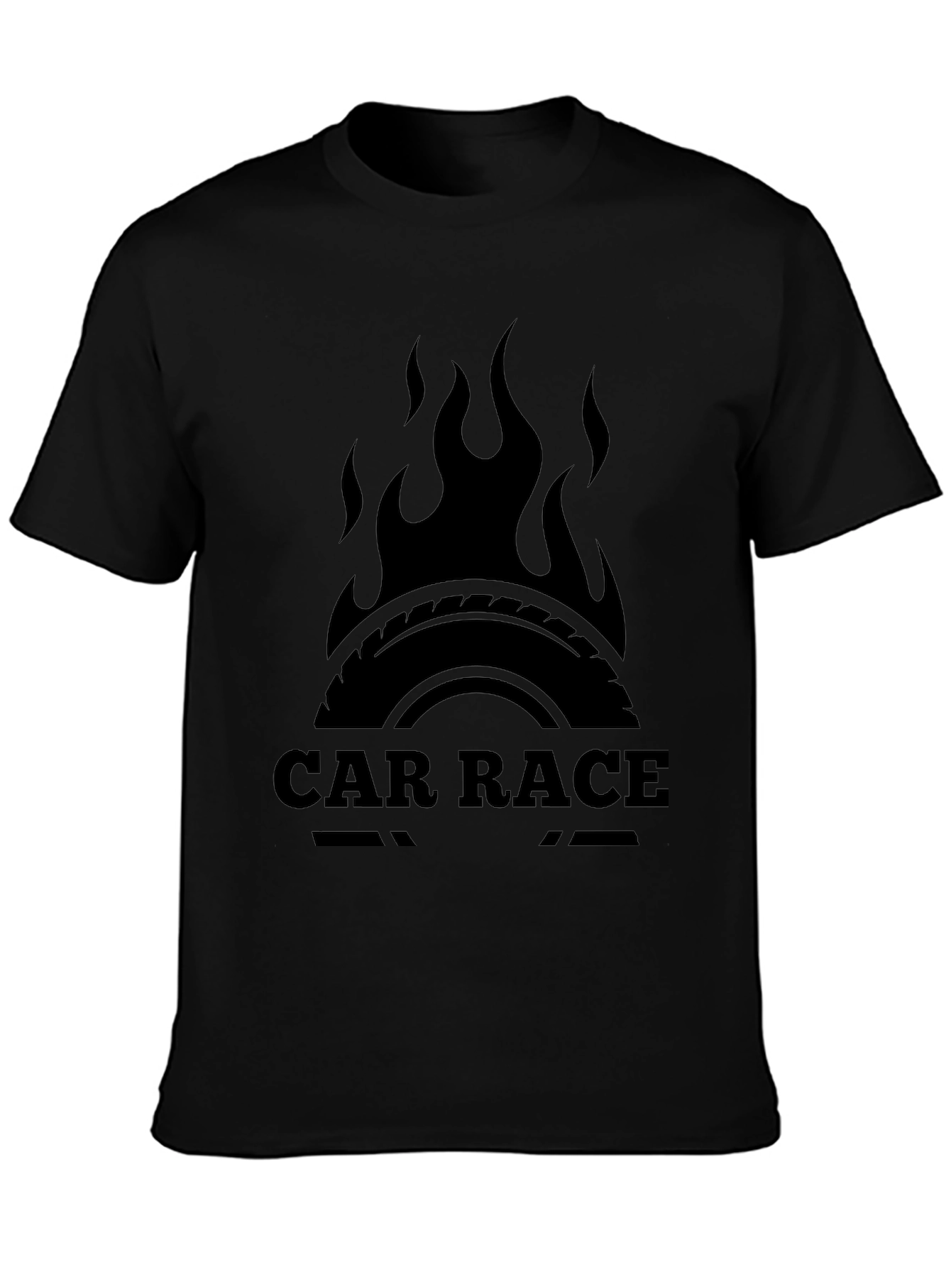 Car Race Graphic Tee - Black Cotton T-Shirt