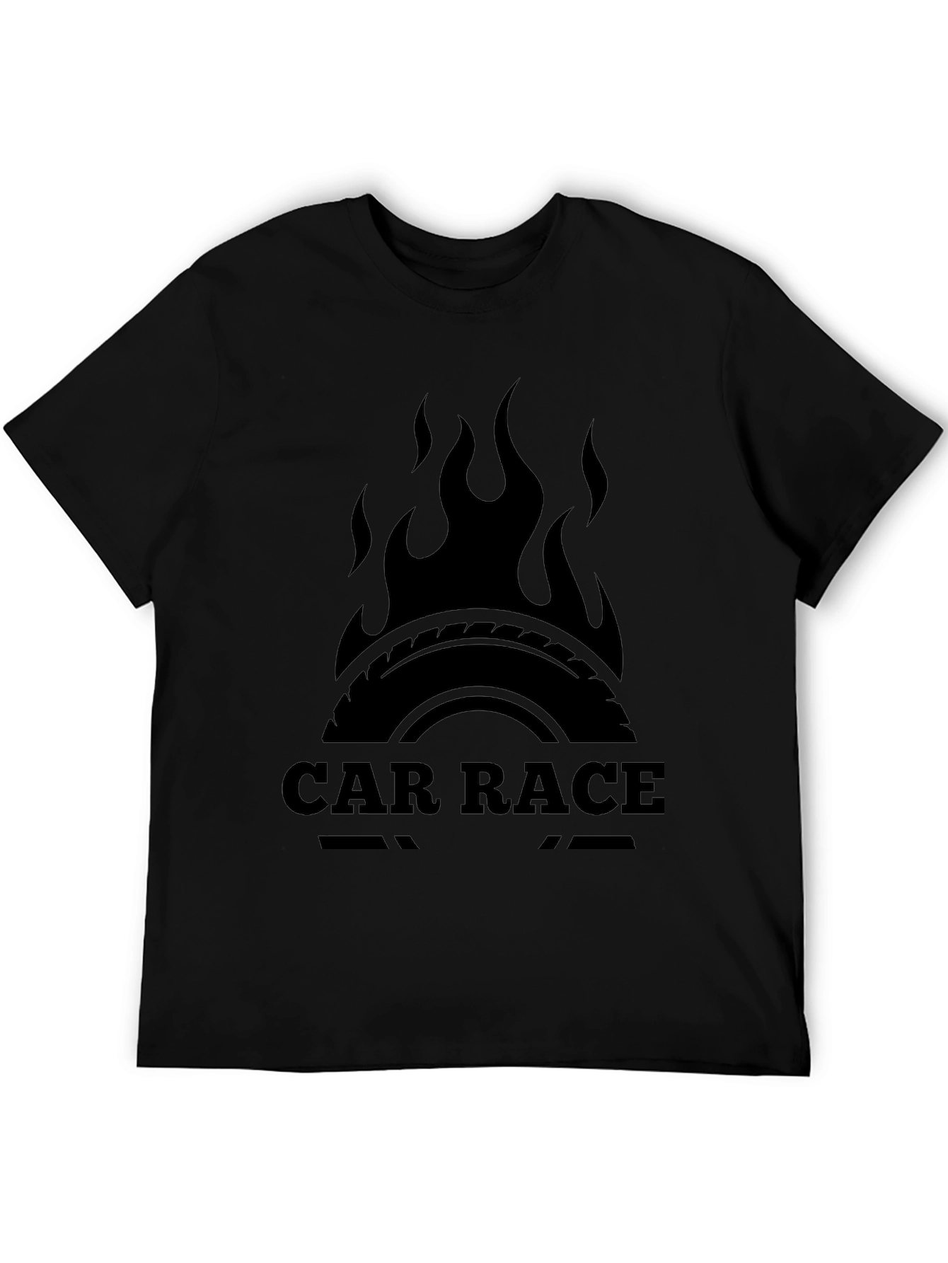 Car Race Graphic Tee - Black Cotton T-Shirt