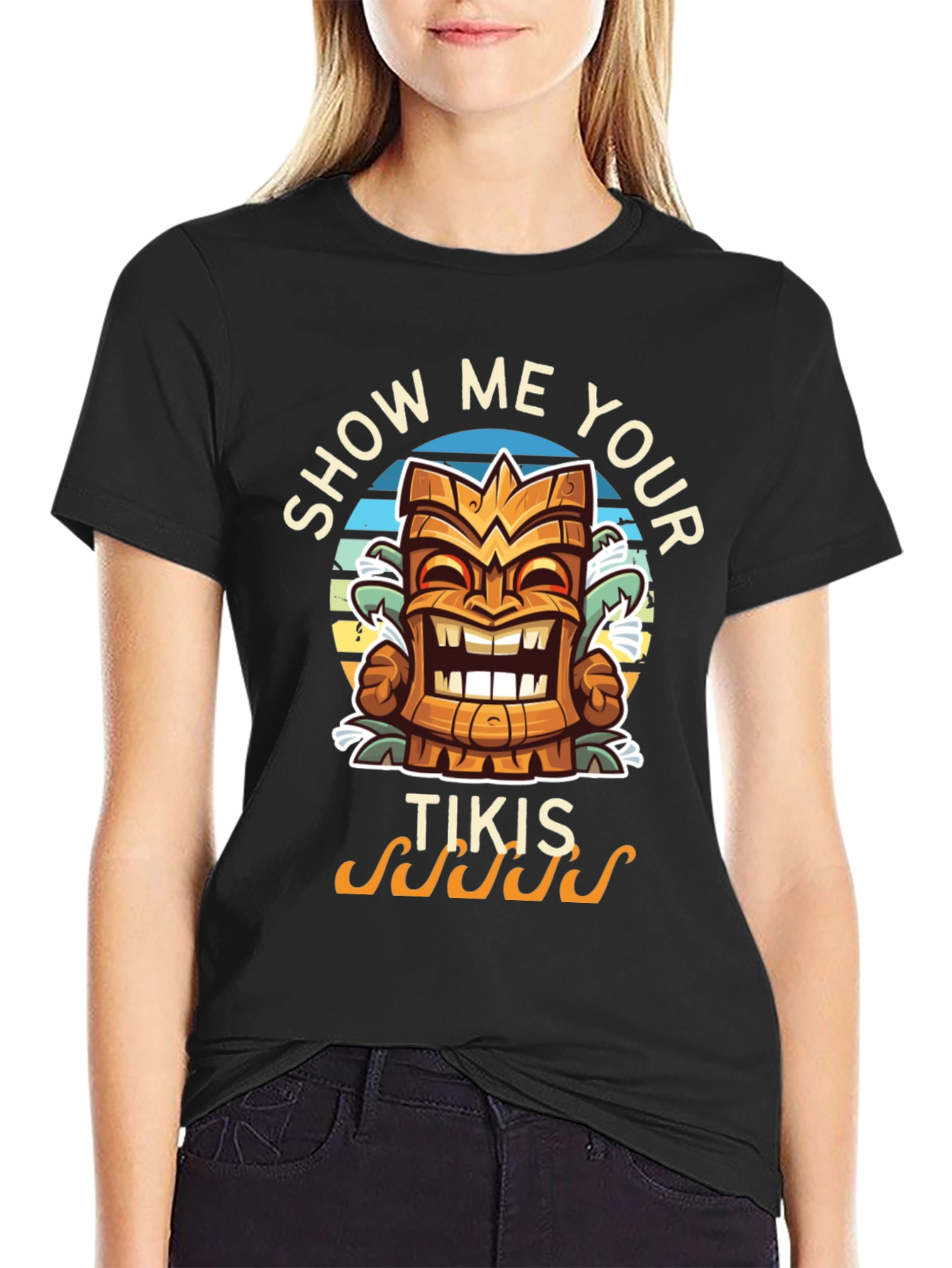 Show Me Your Tikis Graphic Tee - Hawaiian Theme Shirt