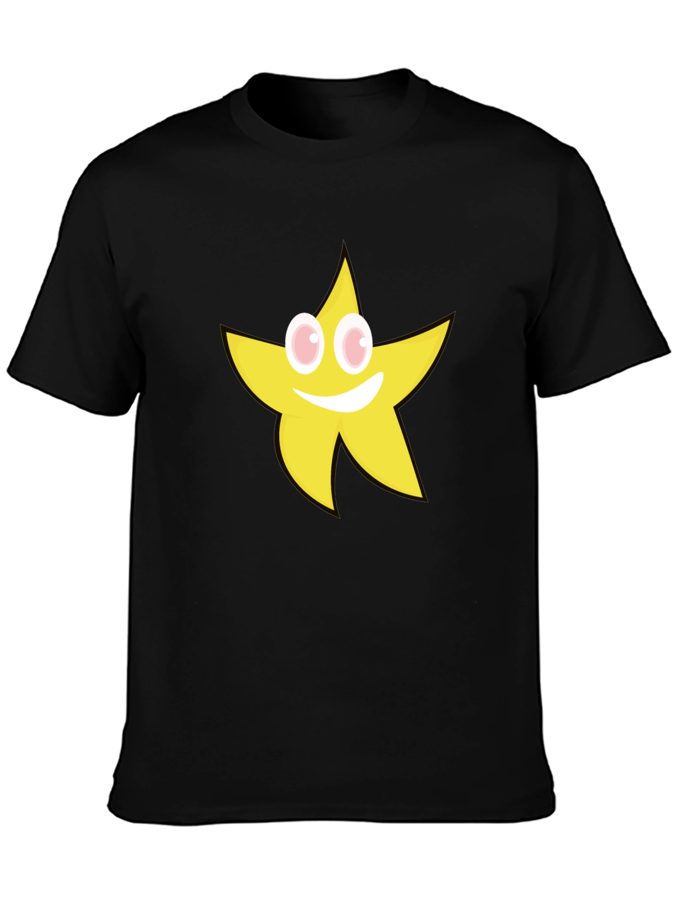 Smiling Star Graphic T-Shirt - Black Cotton Tee
