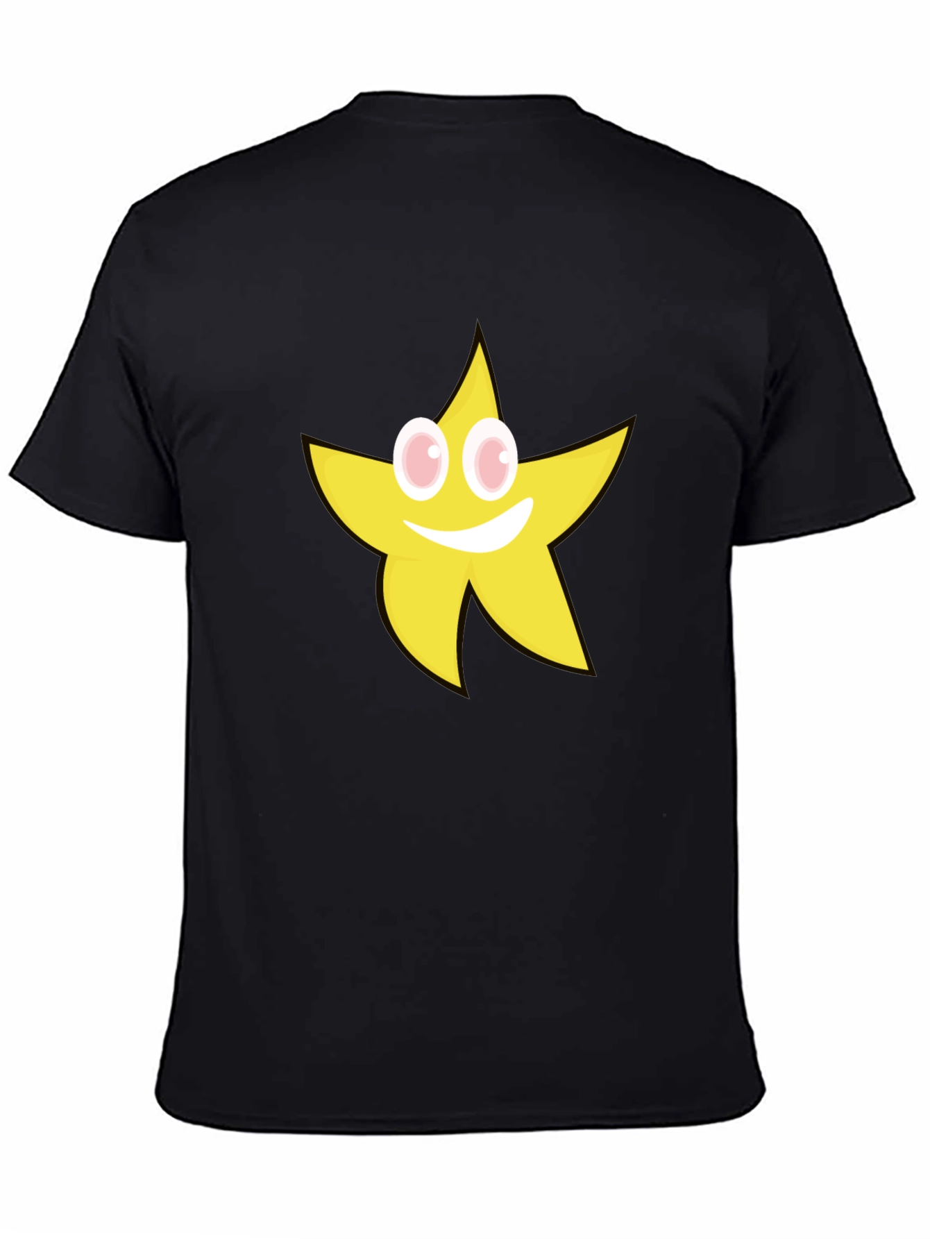 Smiling Star Graphic T-Shirt - Black Cotton Tee