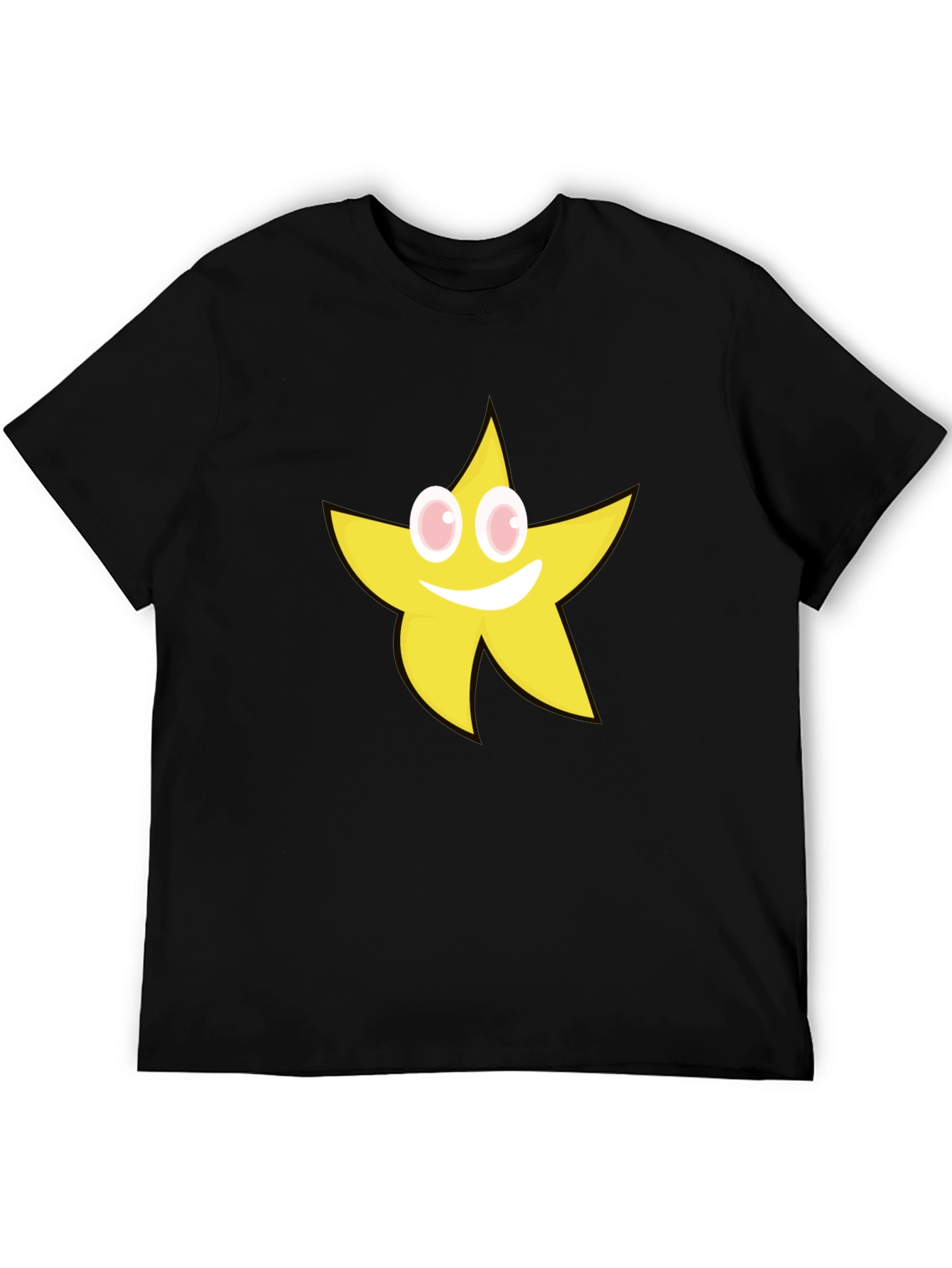 Smiling Star Graphic T-Shirt - Black Cotton Tee