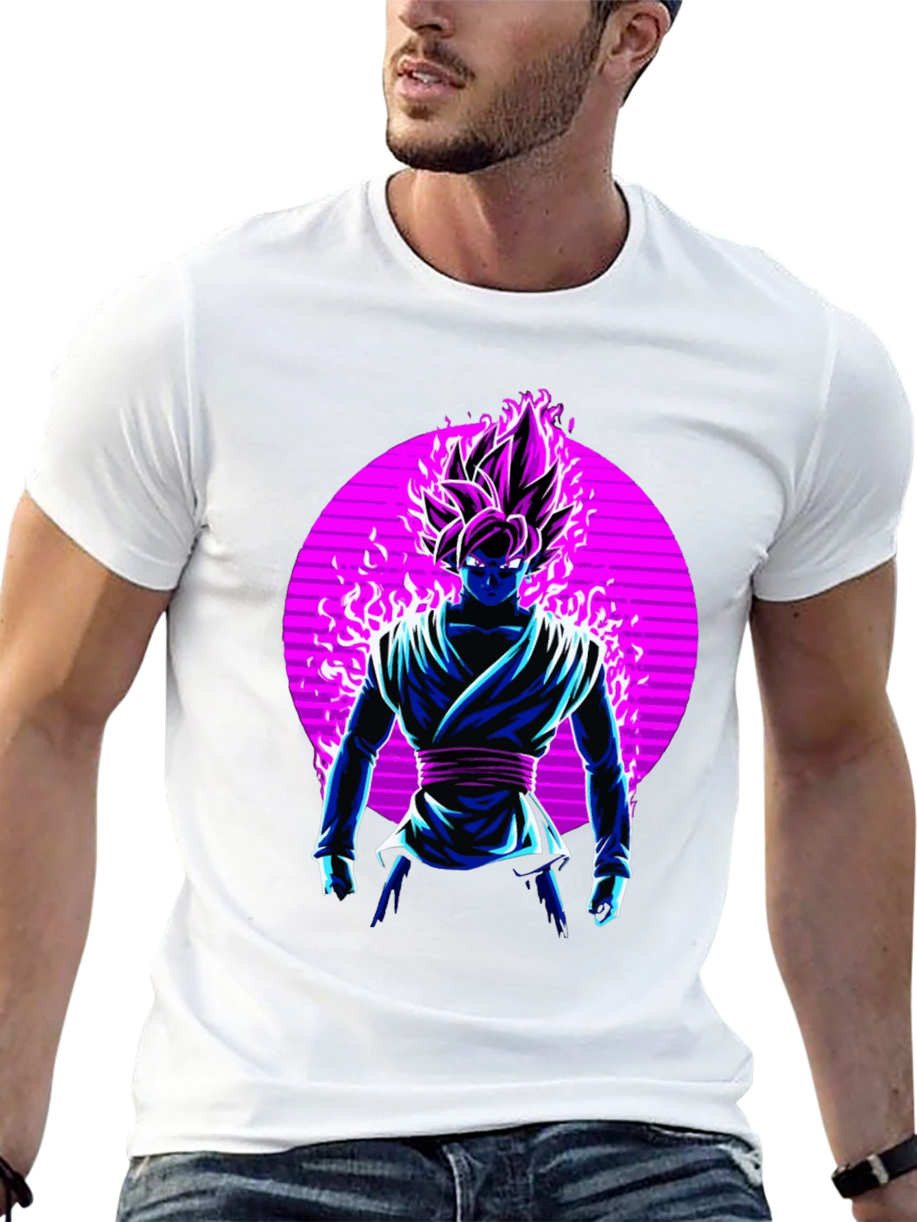 Anime Character Graphic Print Black T-Shirt