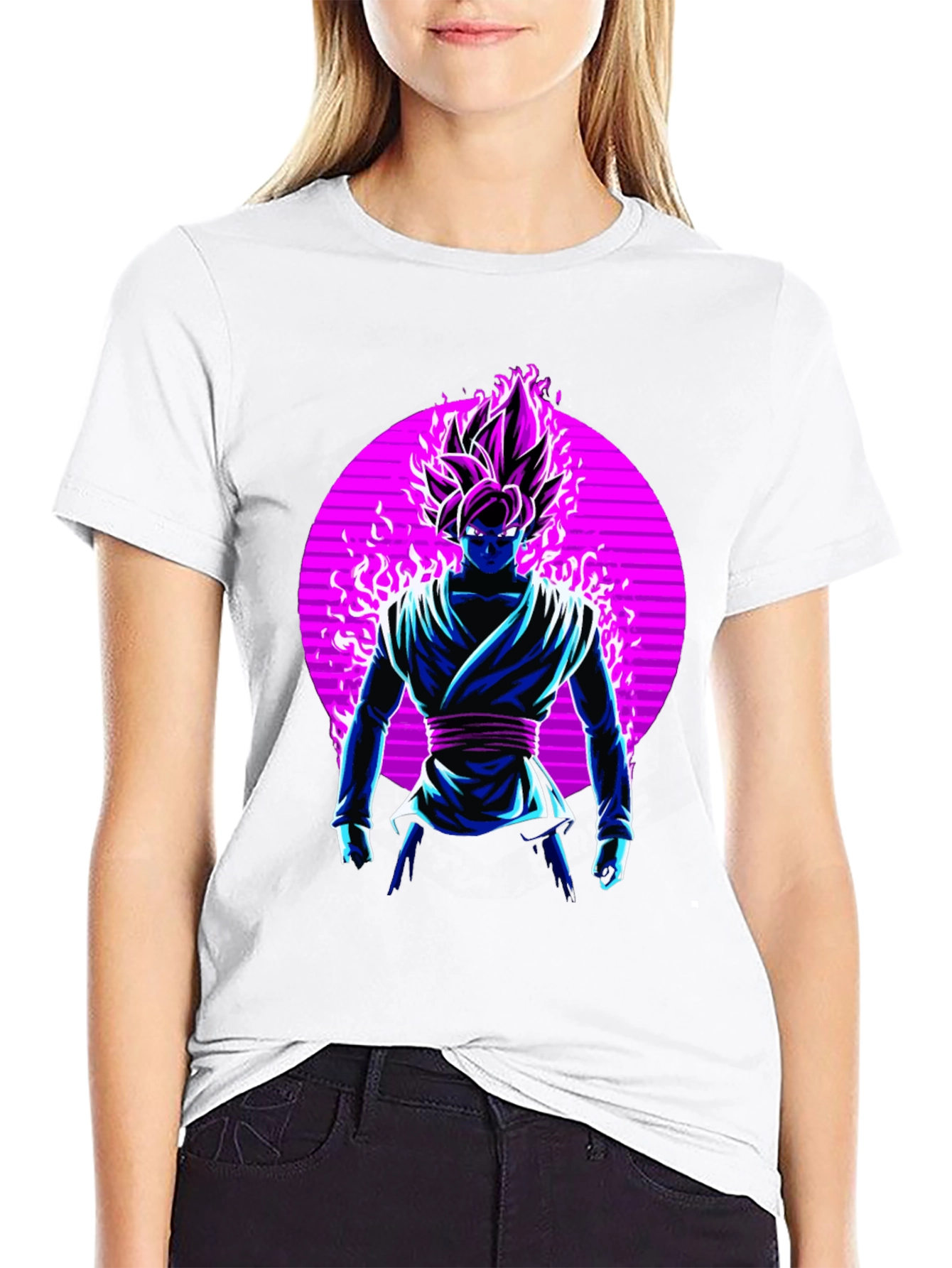 Anime Character Graphic Print Black T-Shirt