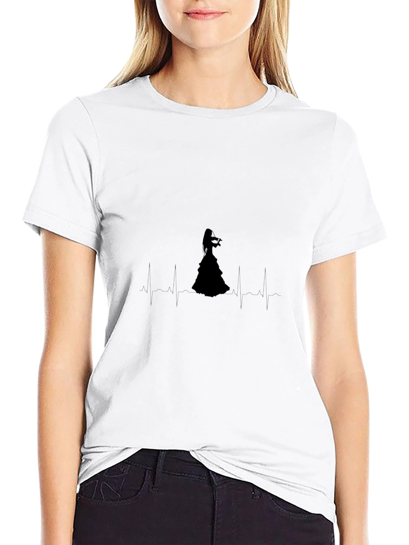 Violin Heartbeat Black T-Shirt