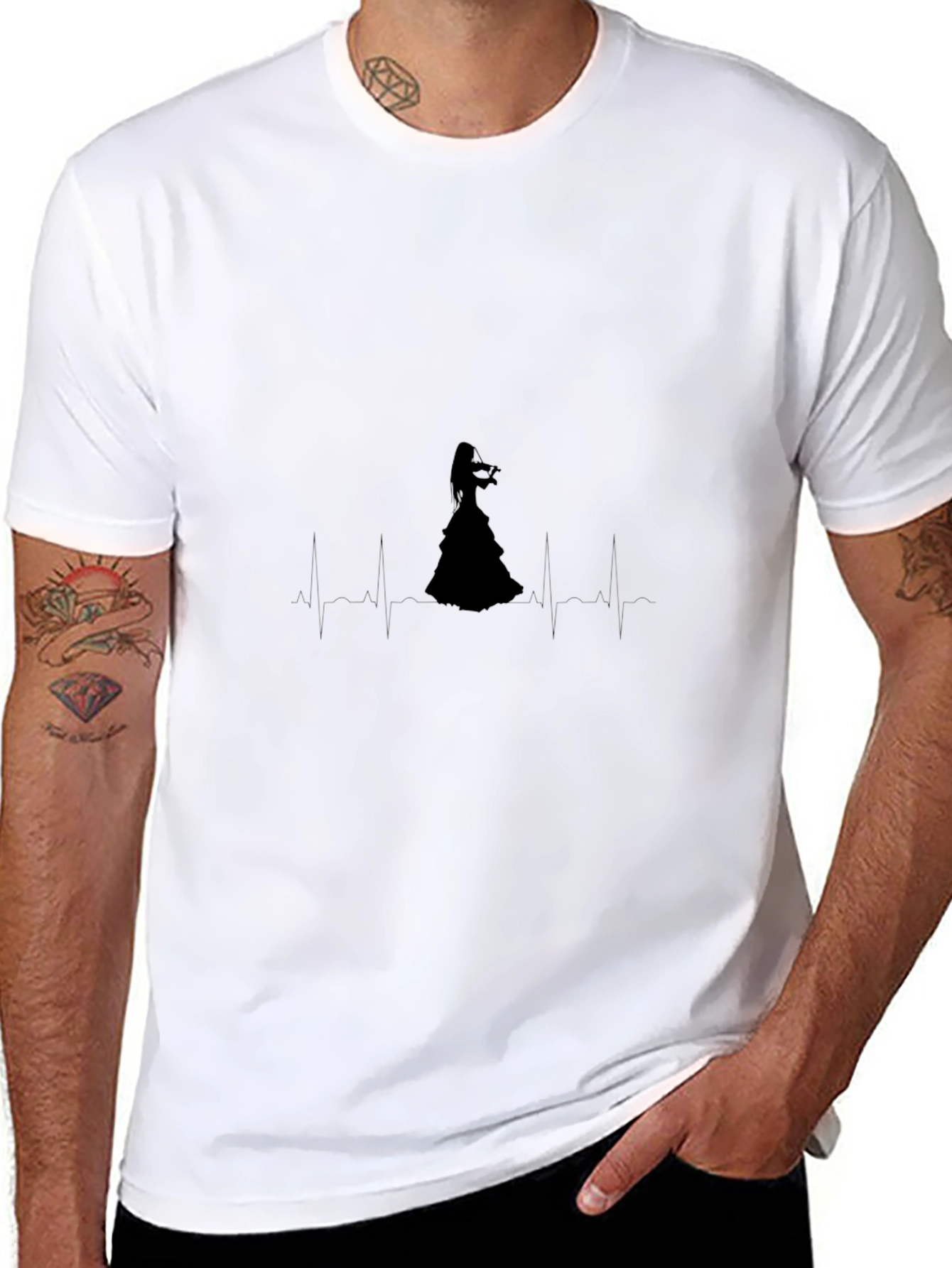 Violin Heartbeat Black T-Shirt