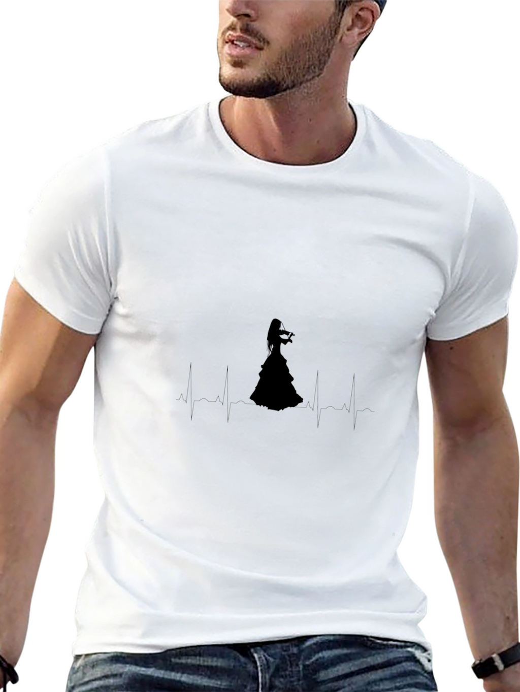 Violin Heartbeat Black T-Shirt