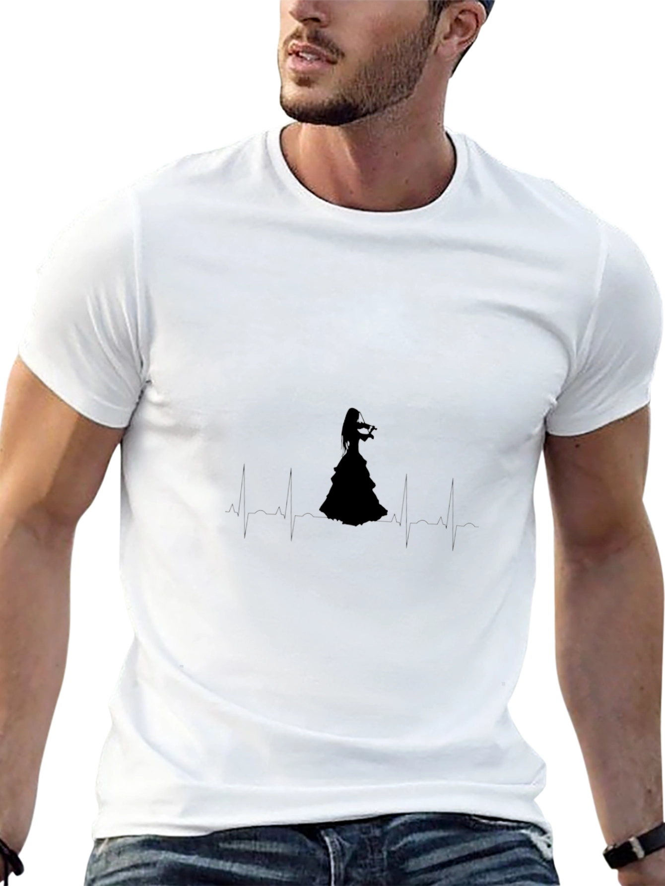 Violin Heartbeat Black T-Shirt