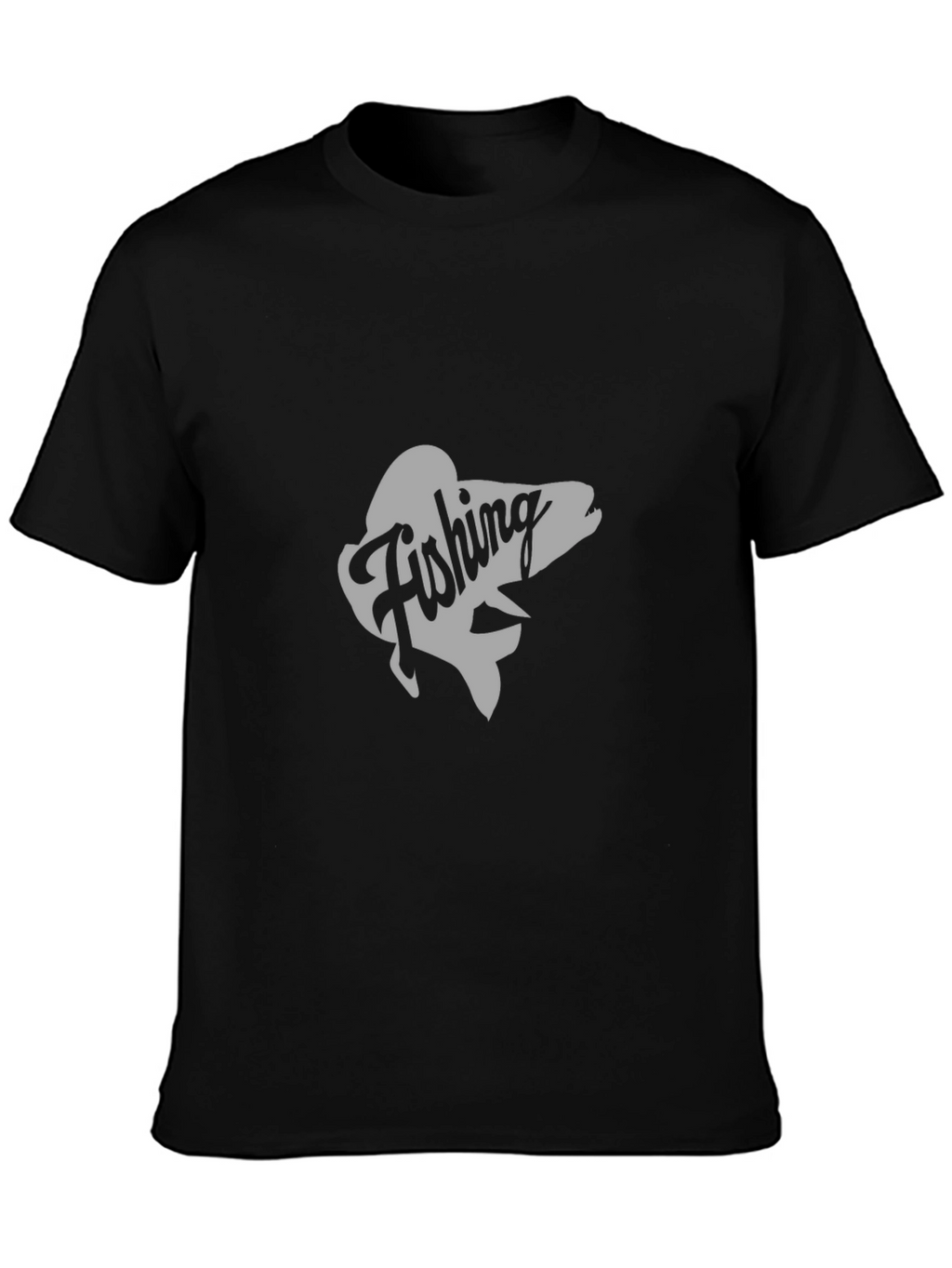 Fishing Graphic Tee - Black Cotton T-Shirt