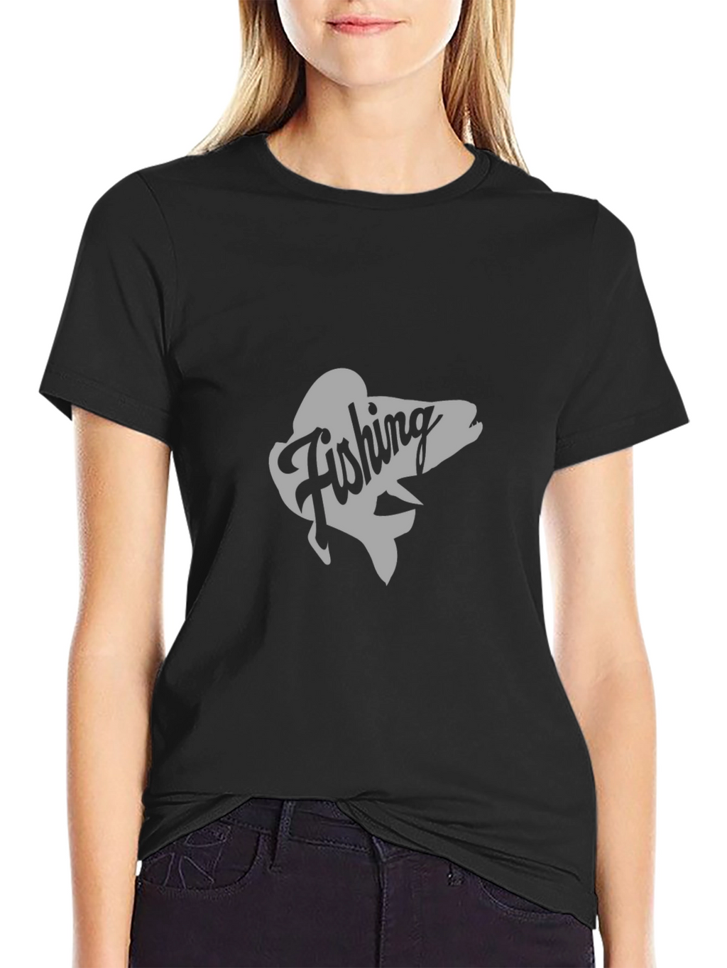 Fishing Graphic Tee - Black Cotton T-Shirt