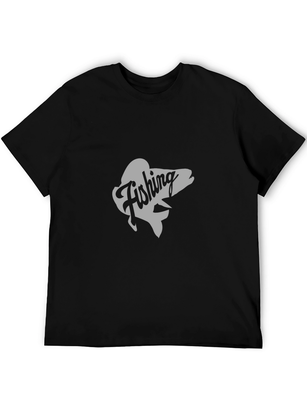 Fishing Graphic Tee - Black Cotton T-Shirt