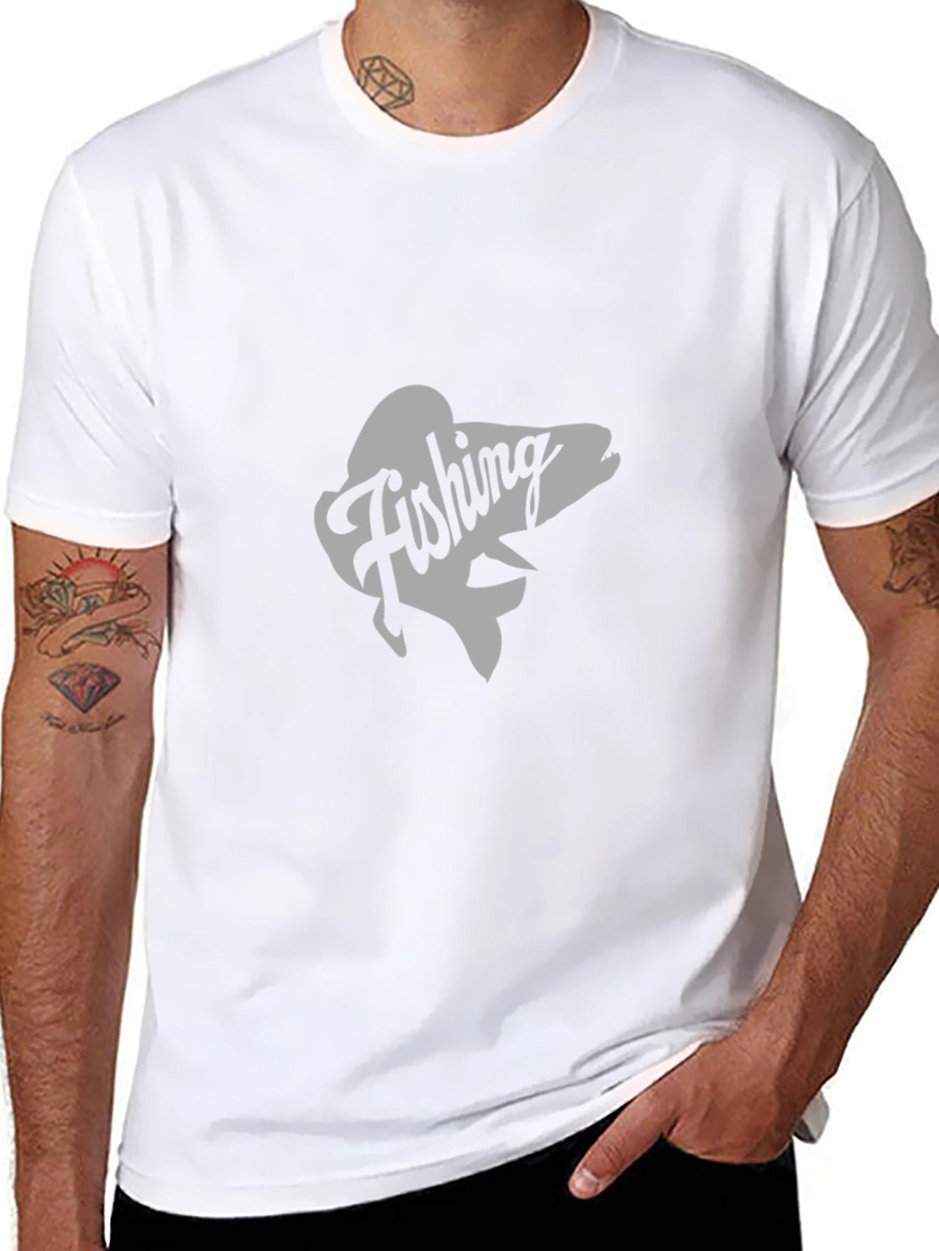 Fishing Graphic Tee - Black Cotton T-Shirt