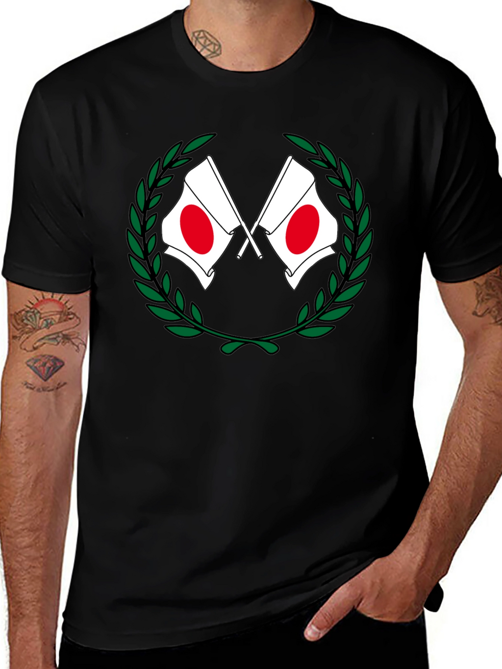 Japan Flag Laurel Wreath T-Shirt