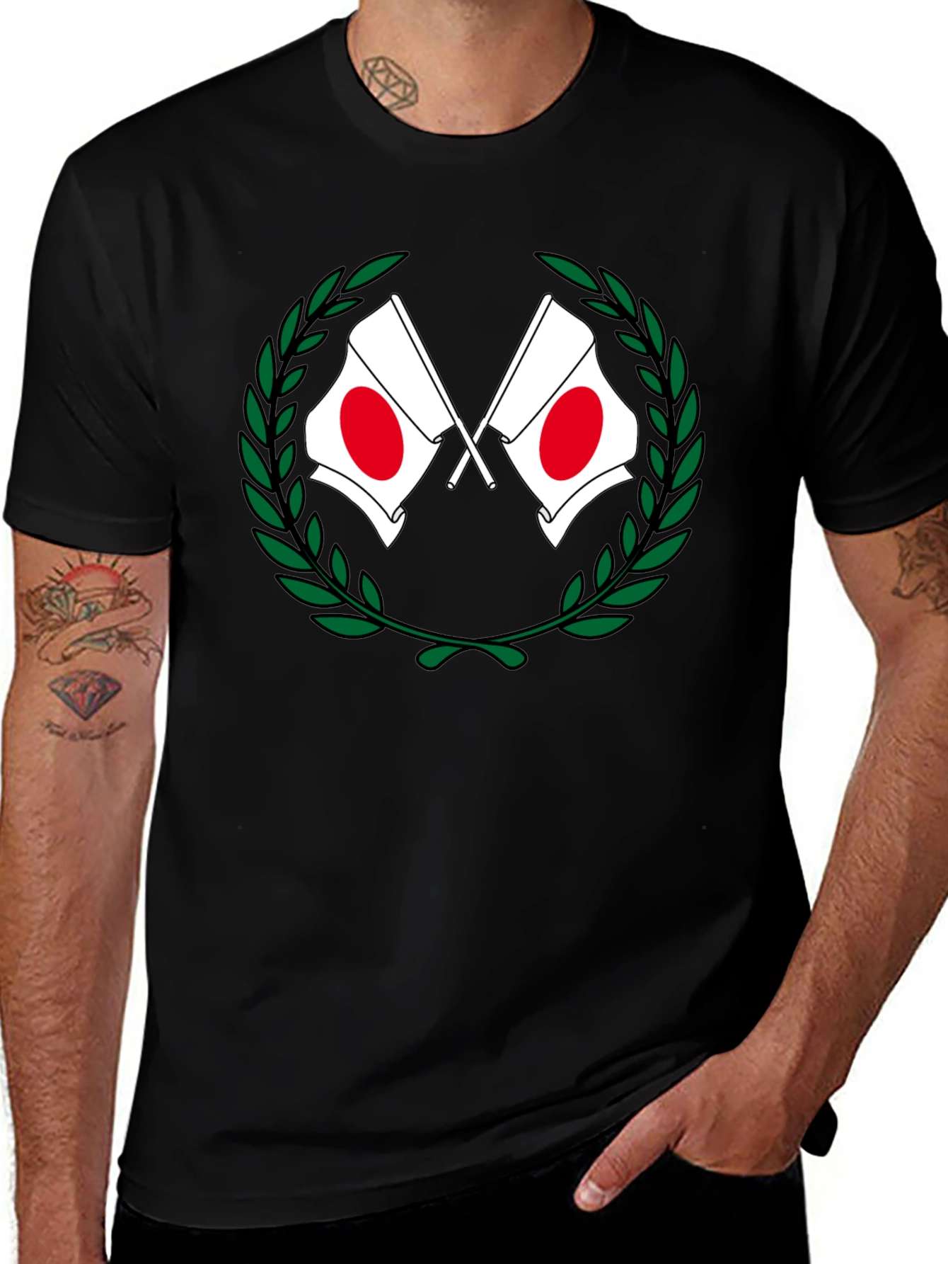 Japan Flag Laurel Wreath T-Shirt