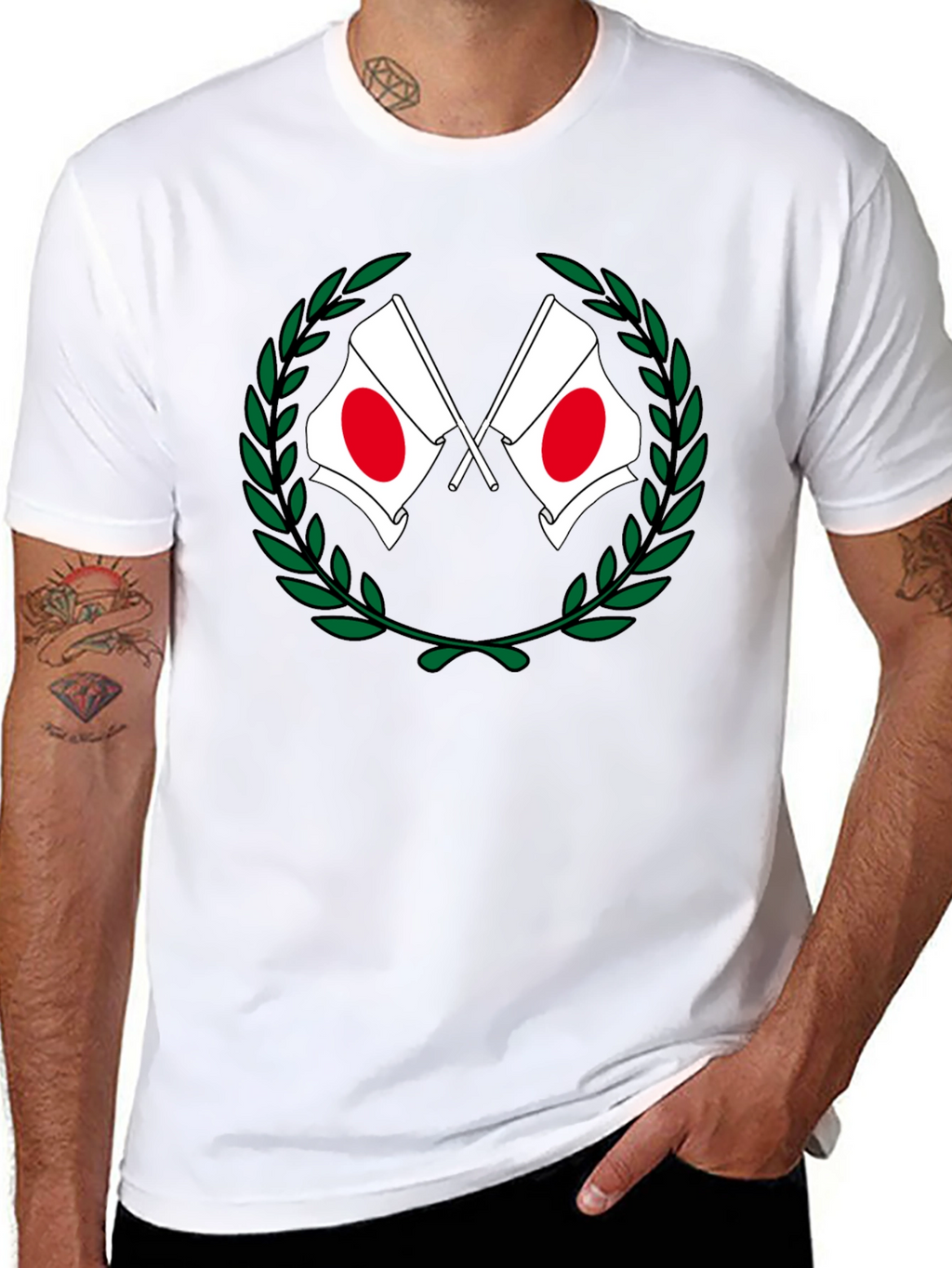 Japan Flag Laurel Wreath T-Shirt