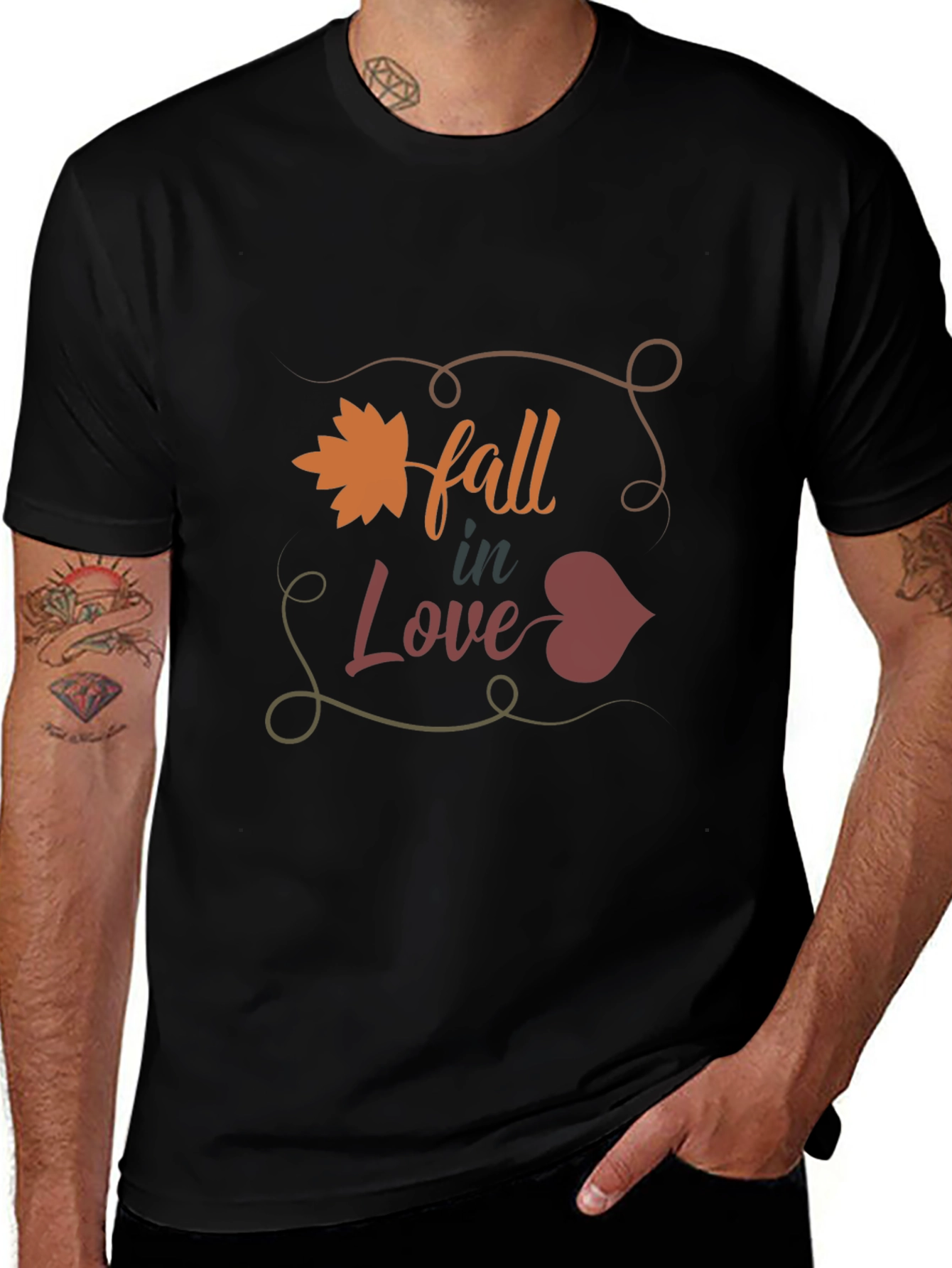 Fall in Love Graphic Tee - Mens Black T-Shirt