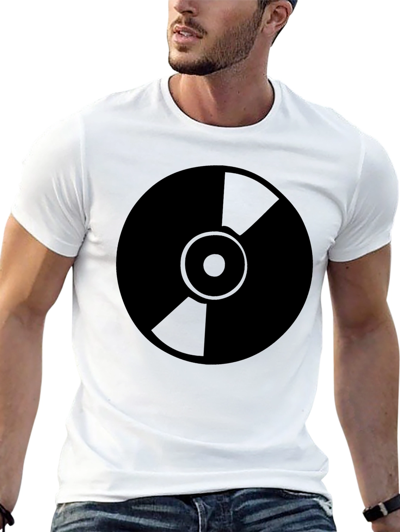 Black Graphic Tee - Vinyl Record Design