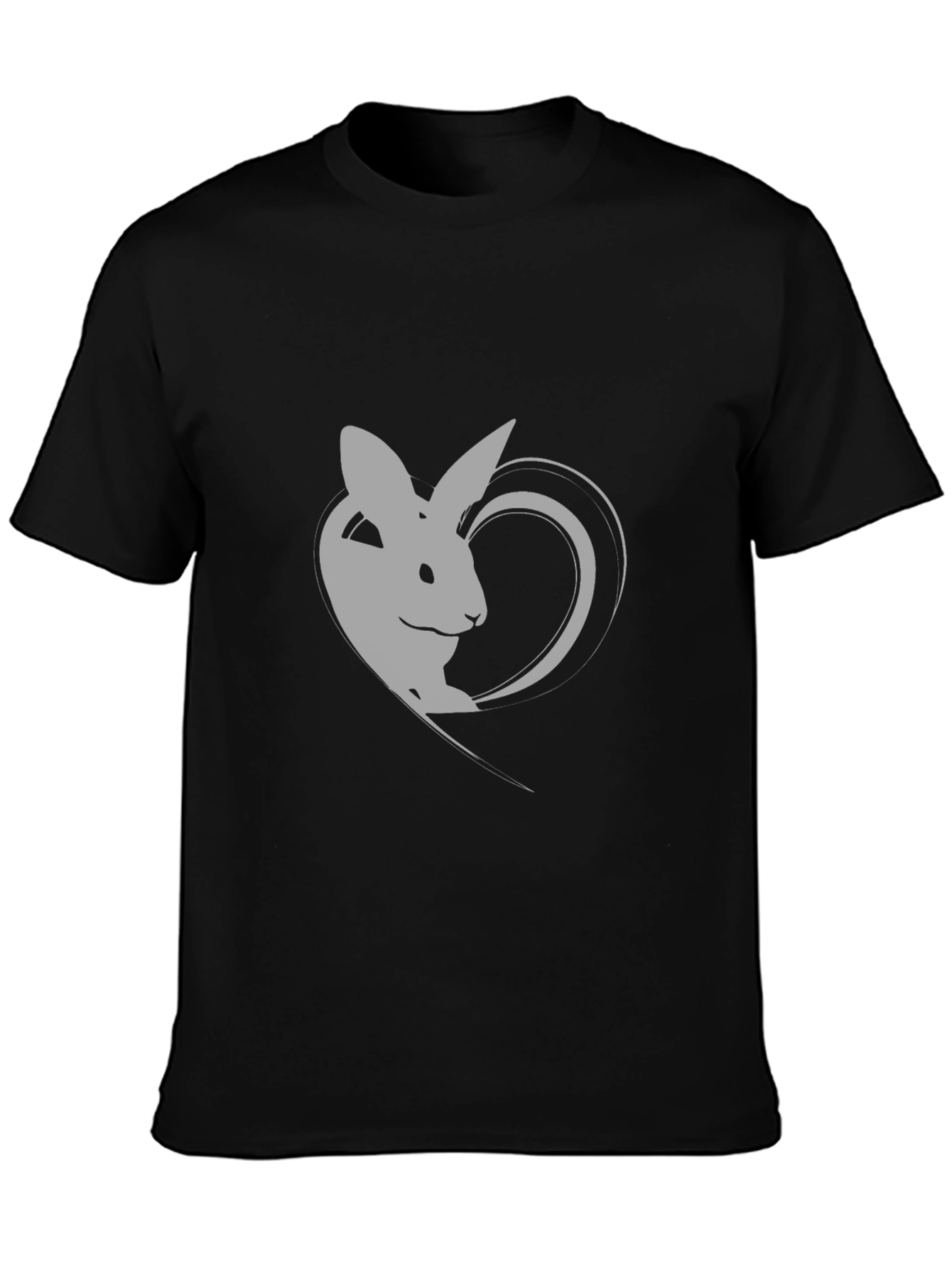 Rabbit Heart Graphic Tee - Soft Black Cotton