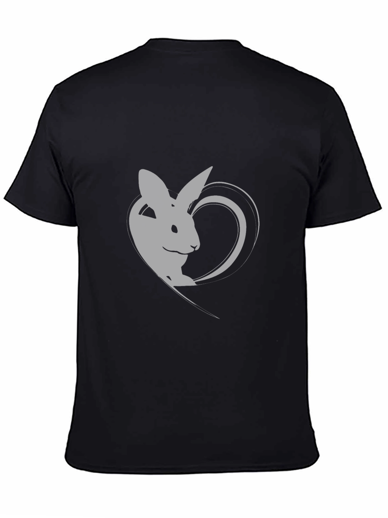 Rabbit Heart Graphic Tee - Soft Black Cotton