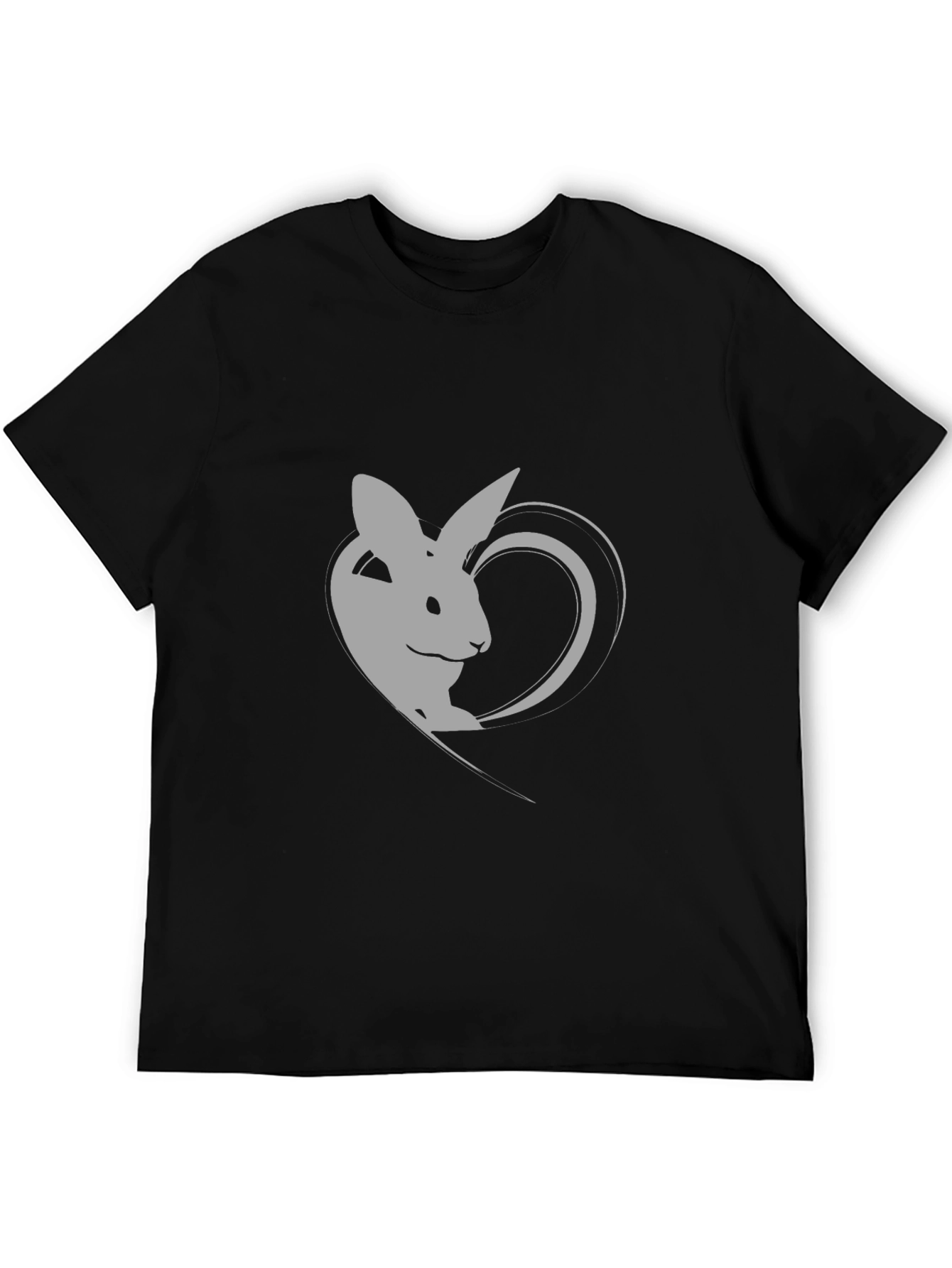Rabbit Heart Graphic Tee - Soft Black Cotton