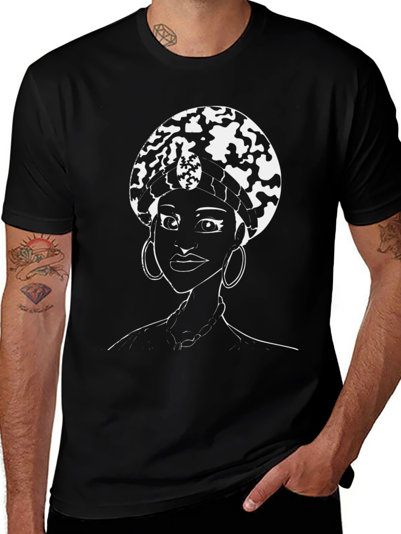 Afro Queen Graphic Tee - Black Cotton T-Shirt