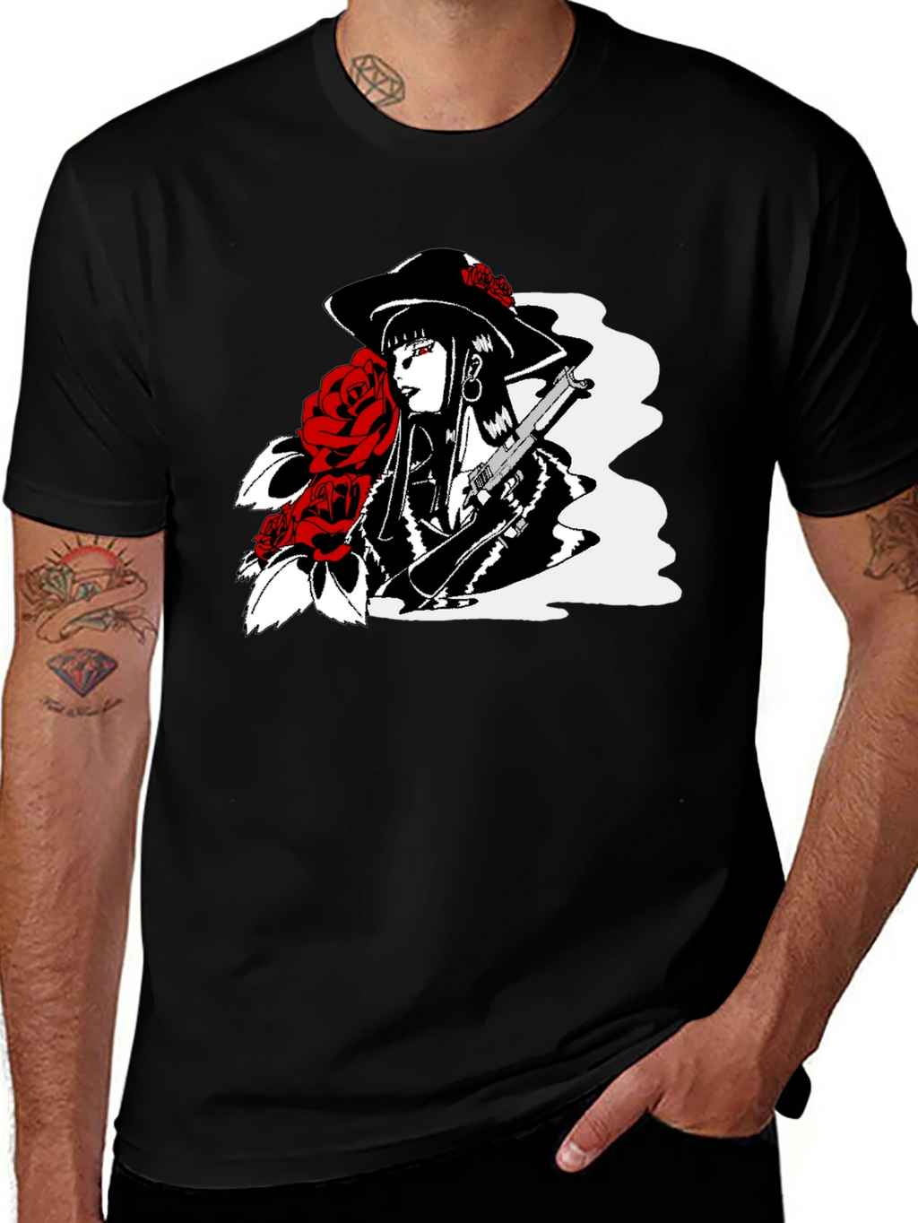 Noir Rose T-Shirt - Edgy Graphic Tee