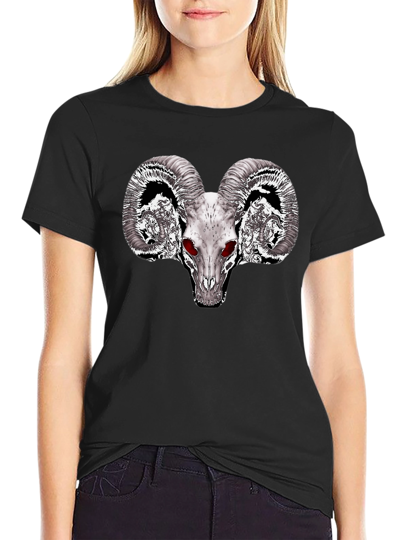 Ram Skull Graphic Tee - Mens Black T-Shirt