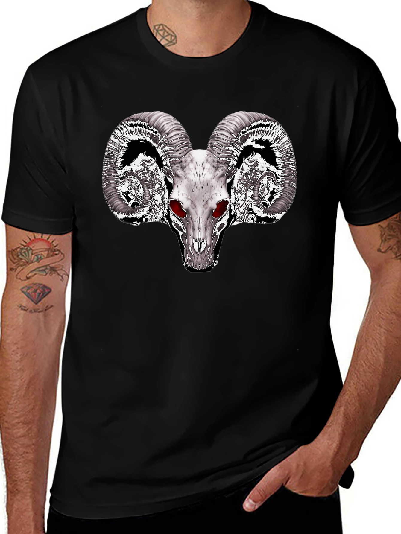 Ram Skull Graphic Tee - Mens Black T-Shirt