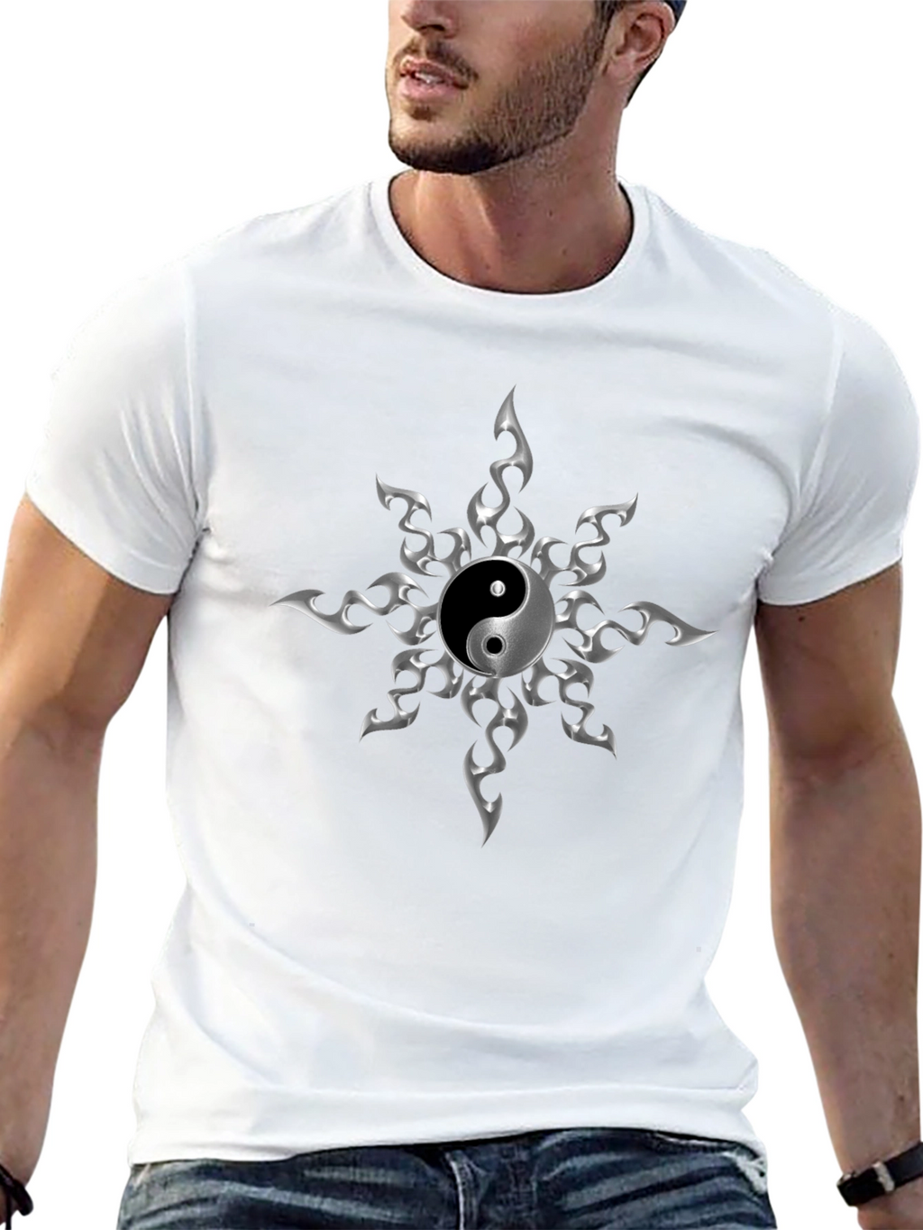 Yin Yang Flame Graphic T-Shirt
