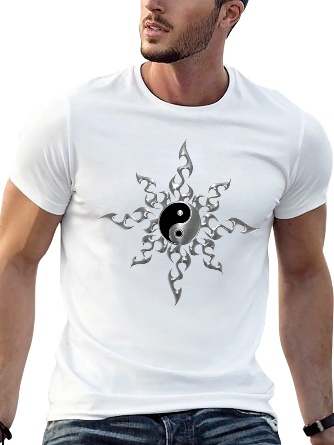 Yin Yang Flame Graphic T-Shirt