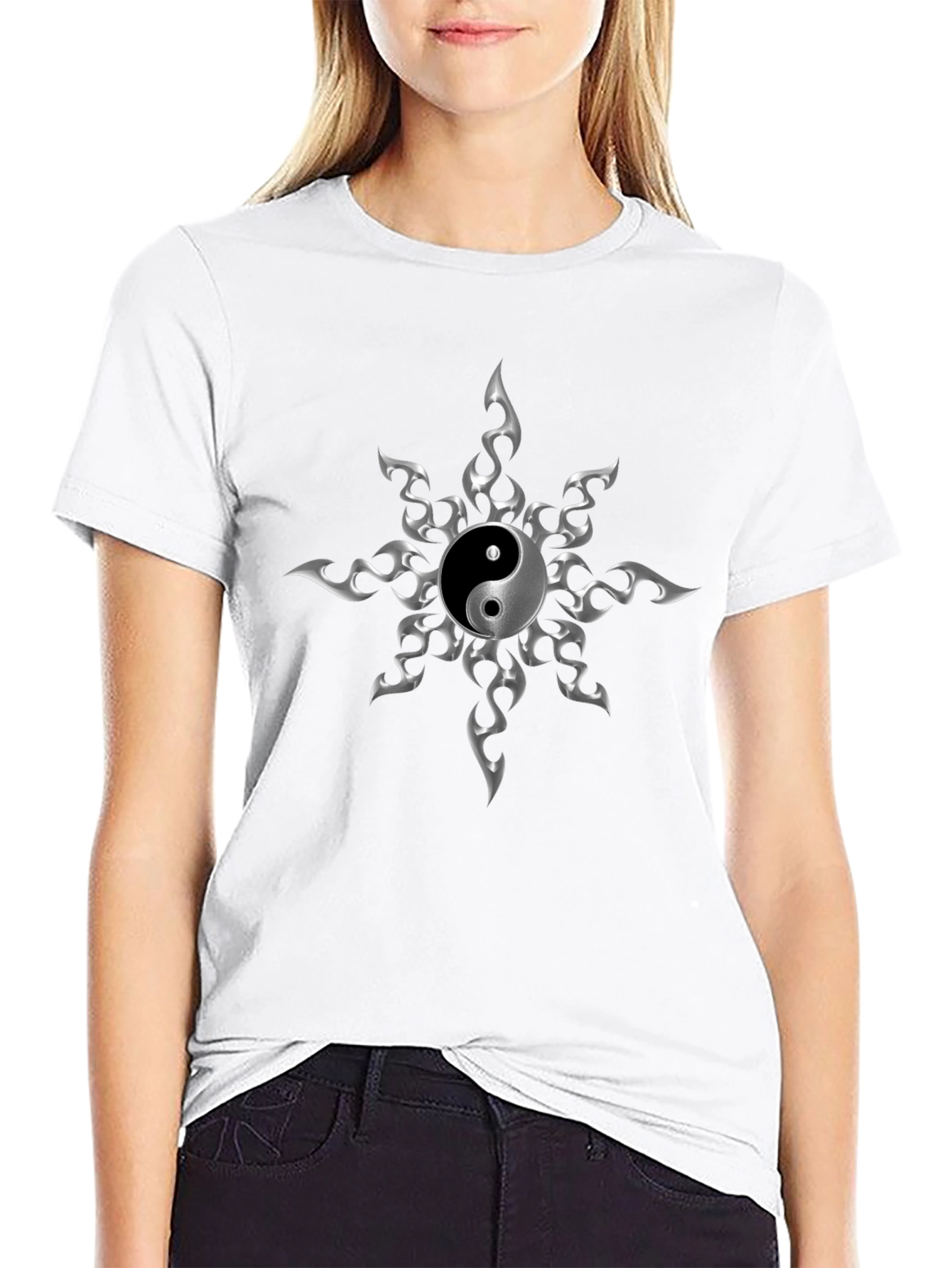 Yin Yang Flame Graphic T-Shirt