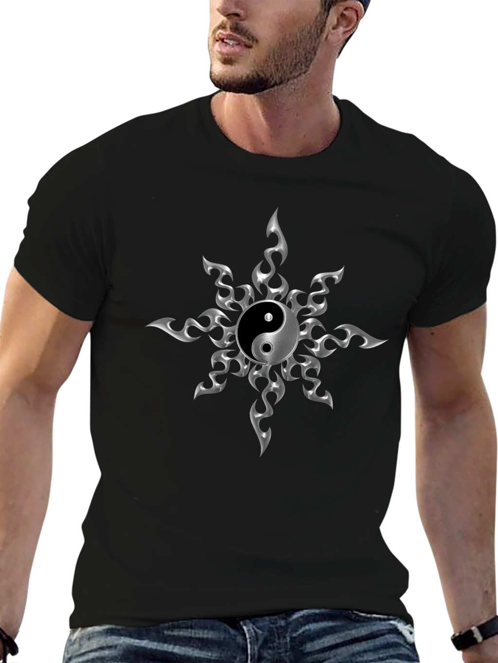 Yin Yang Flame Graphic T-Shirt
