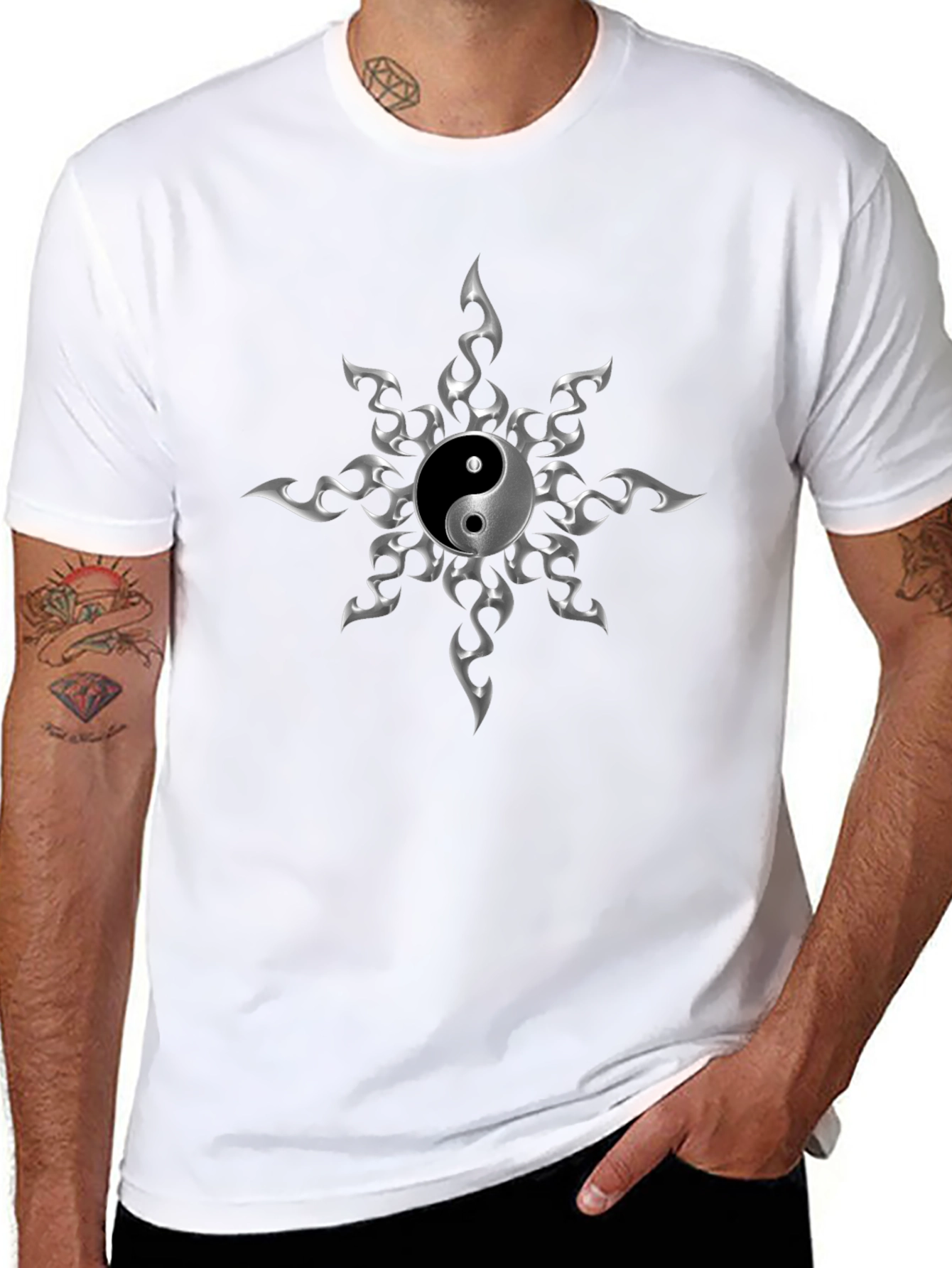 Yin Yang Flame Graphic T-Shirt