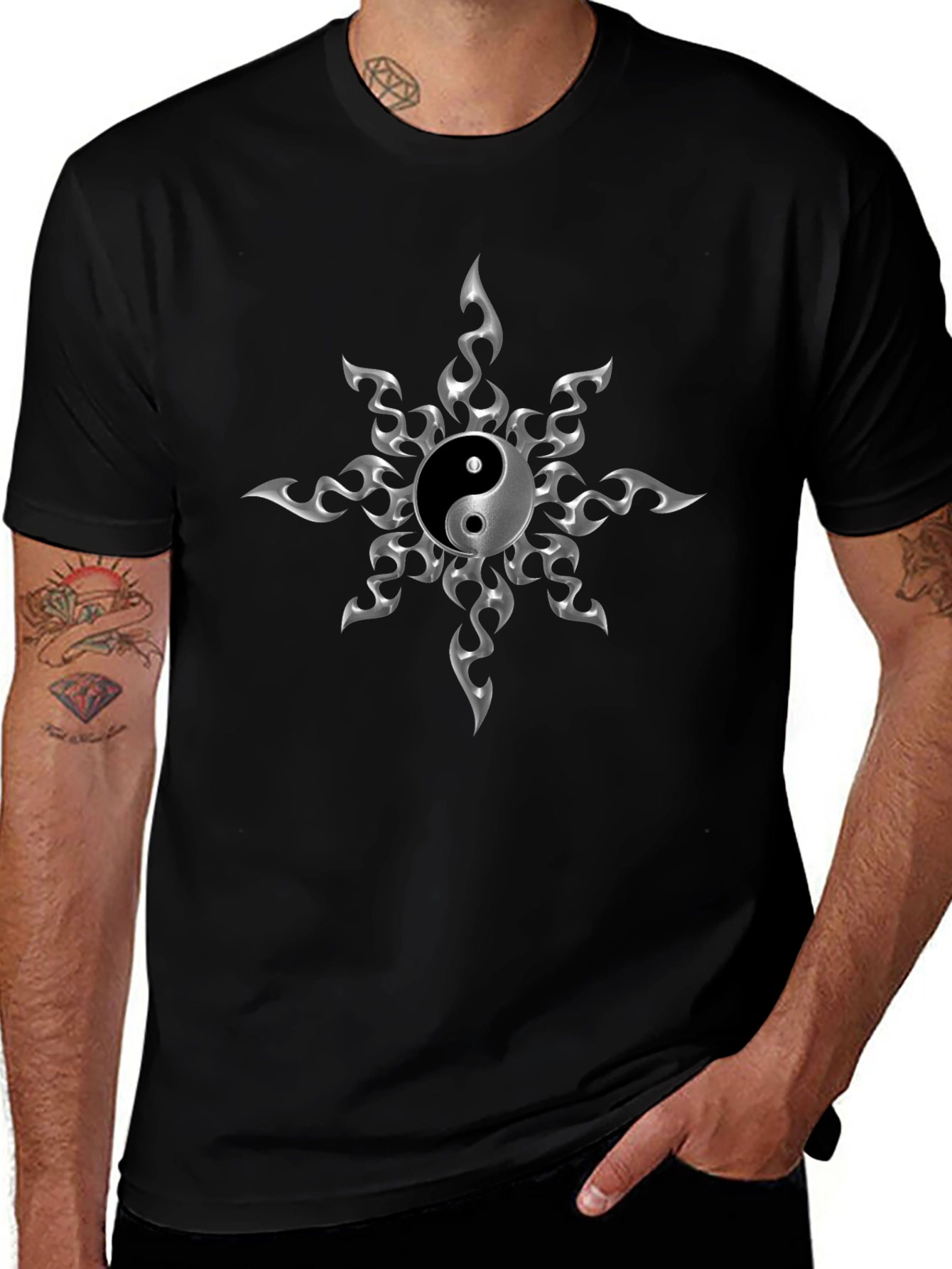 Yin Yang Flame Graphic T-Shirt